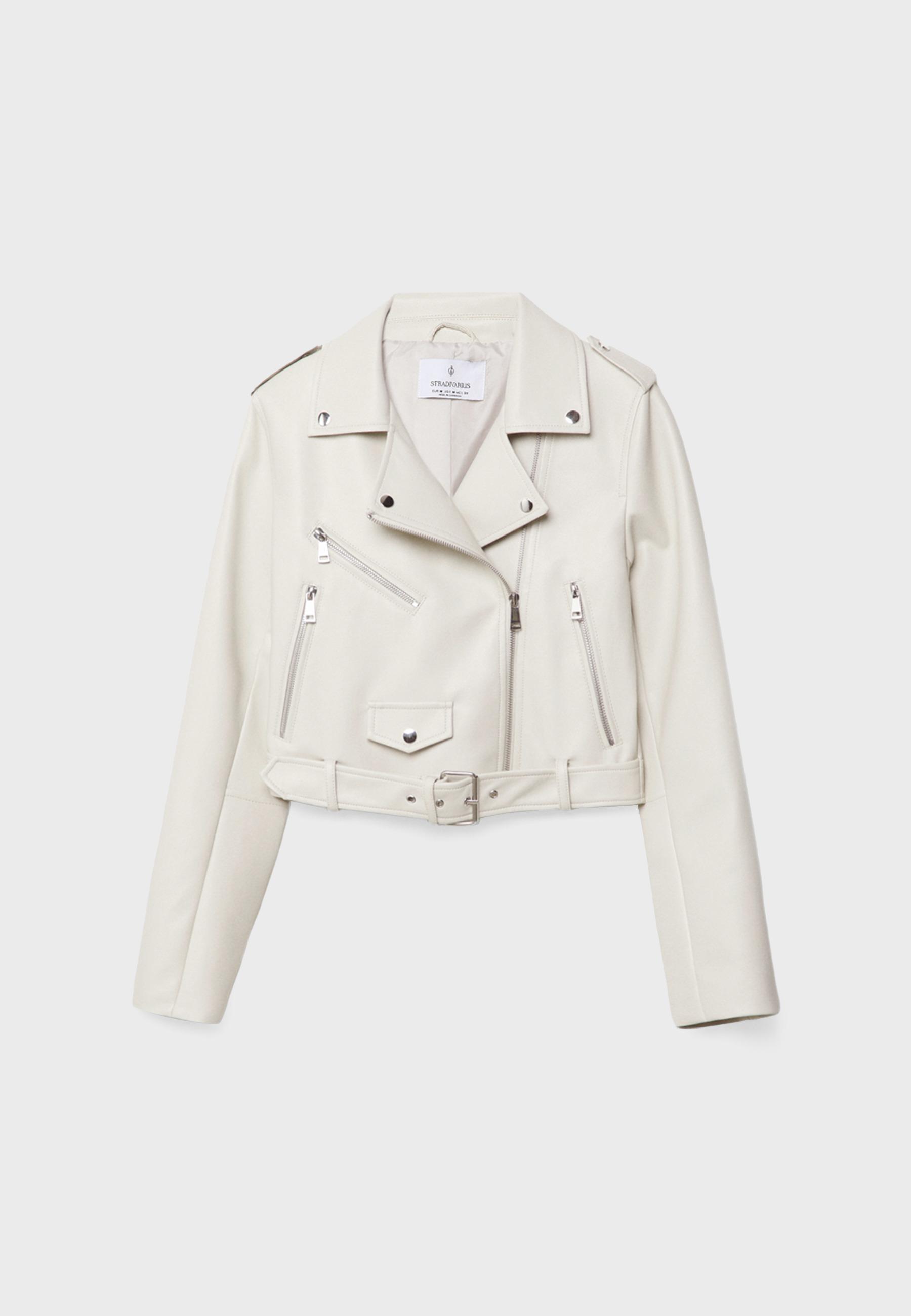 Kemerli suni deri biker ceket