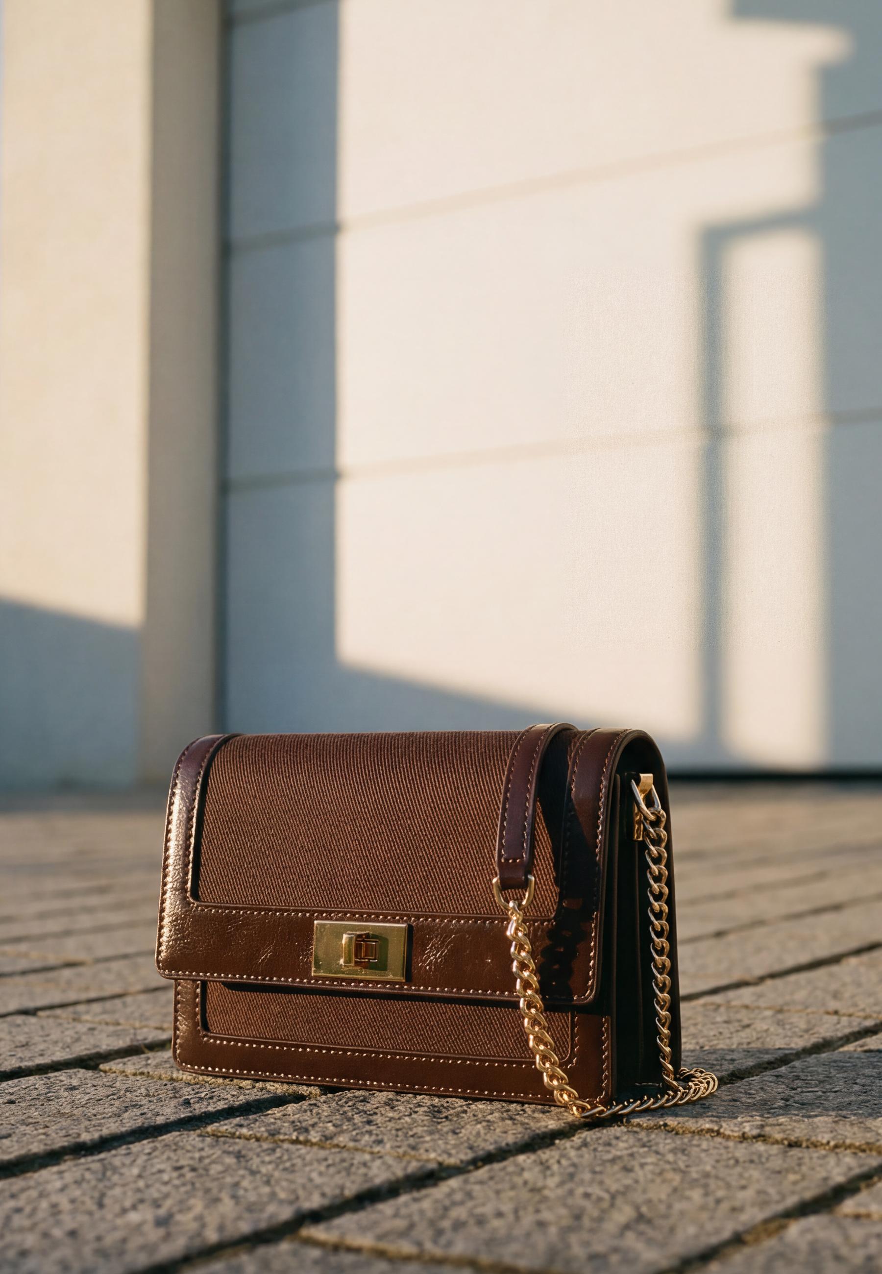 Contrast canvas crossbody bag — Brown