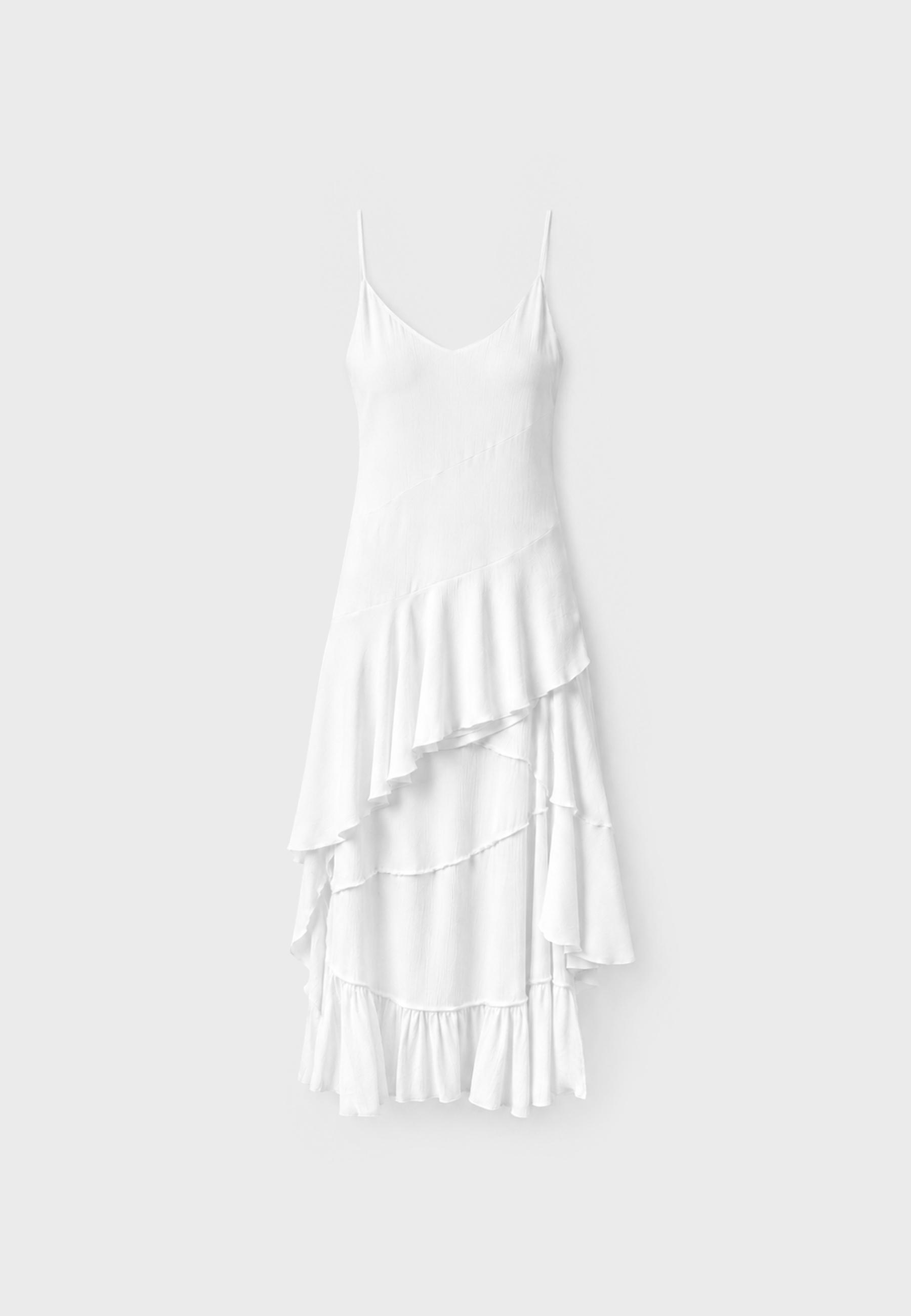 Asymmetric strap dress — White