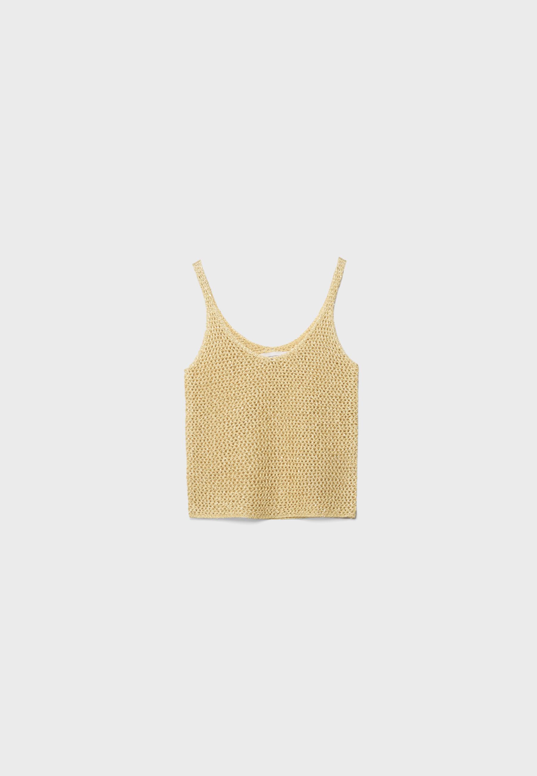 Shimmery knit top — CORN YELLOW