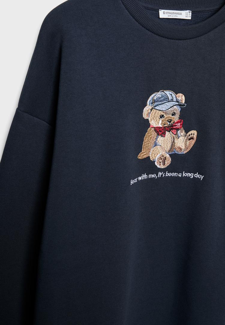 Ayı işlemeli sweatshirt_9