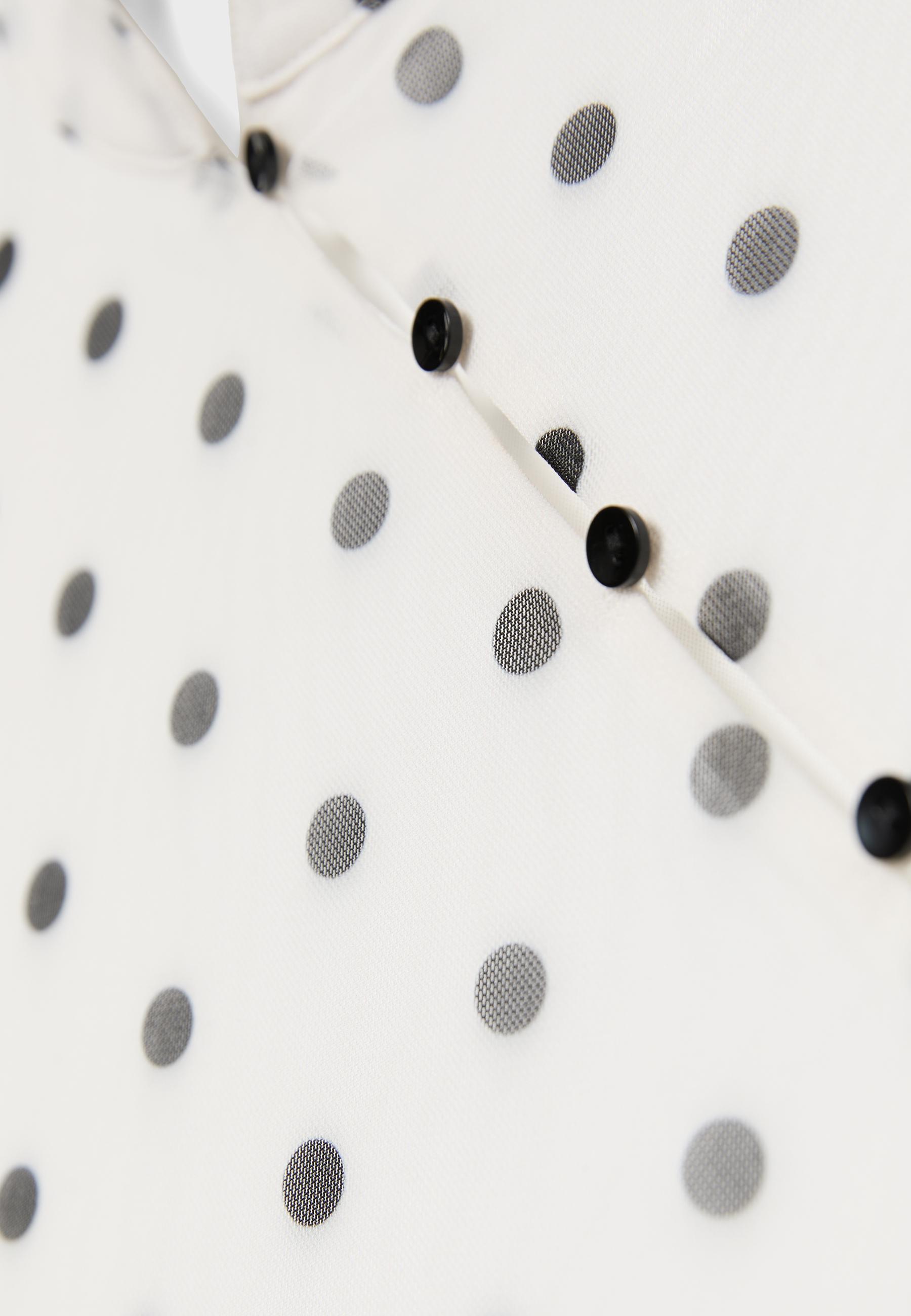Polka dot short qipao dress — Ecru