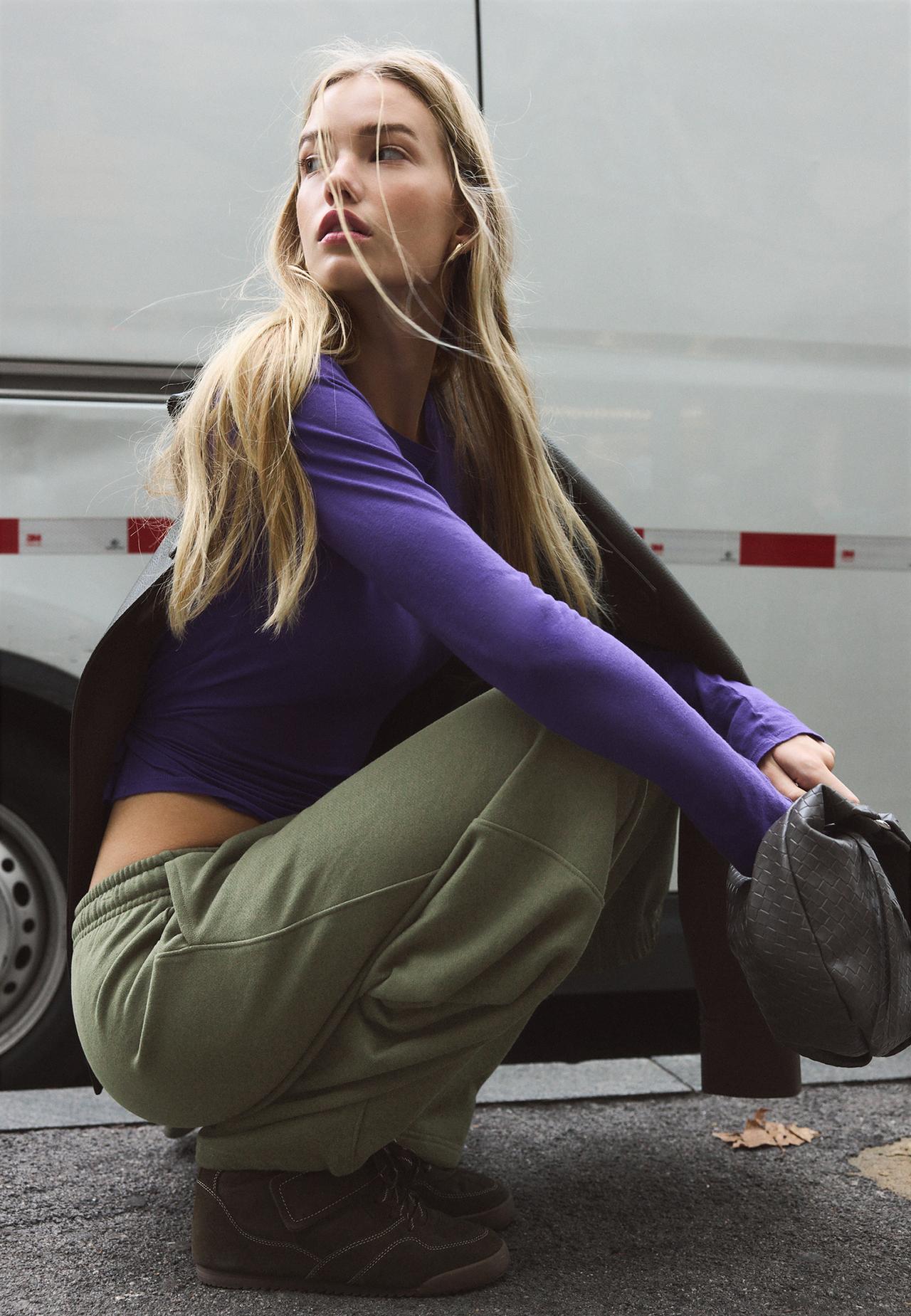 Plush acid wash joggers with toggles — Khaki