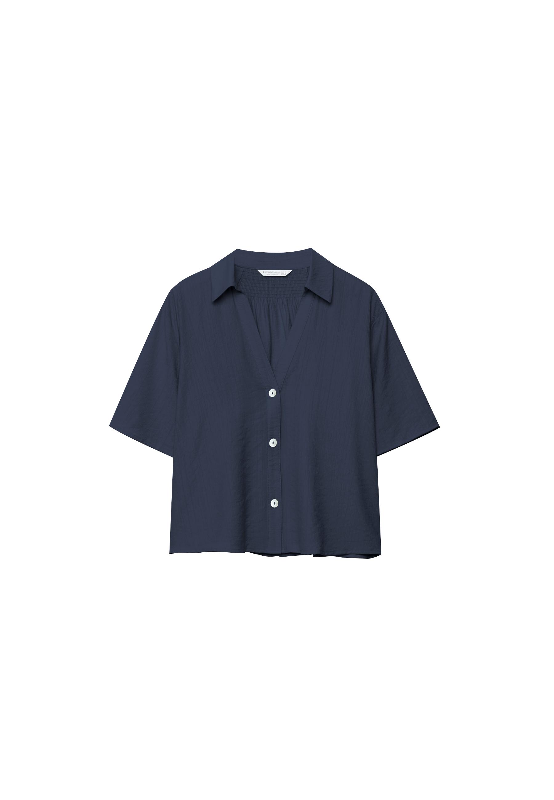 Button-up flowing shirt — Navy blue