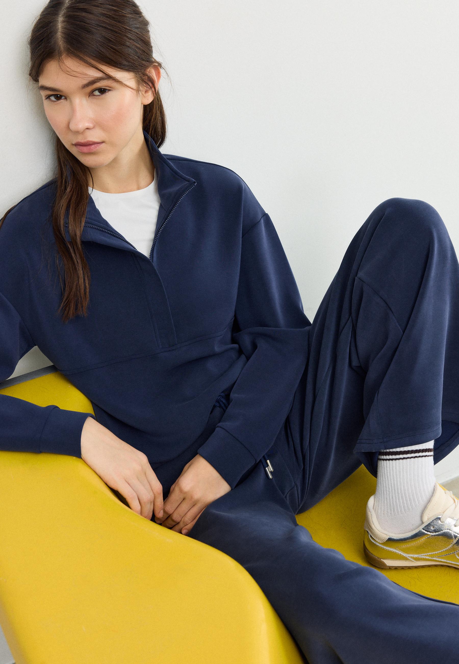 Yumuşak dokulu fermuarlı sweatshirt