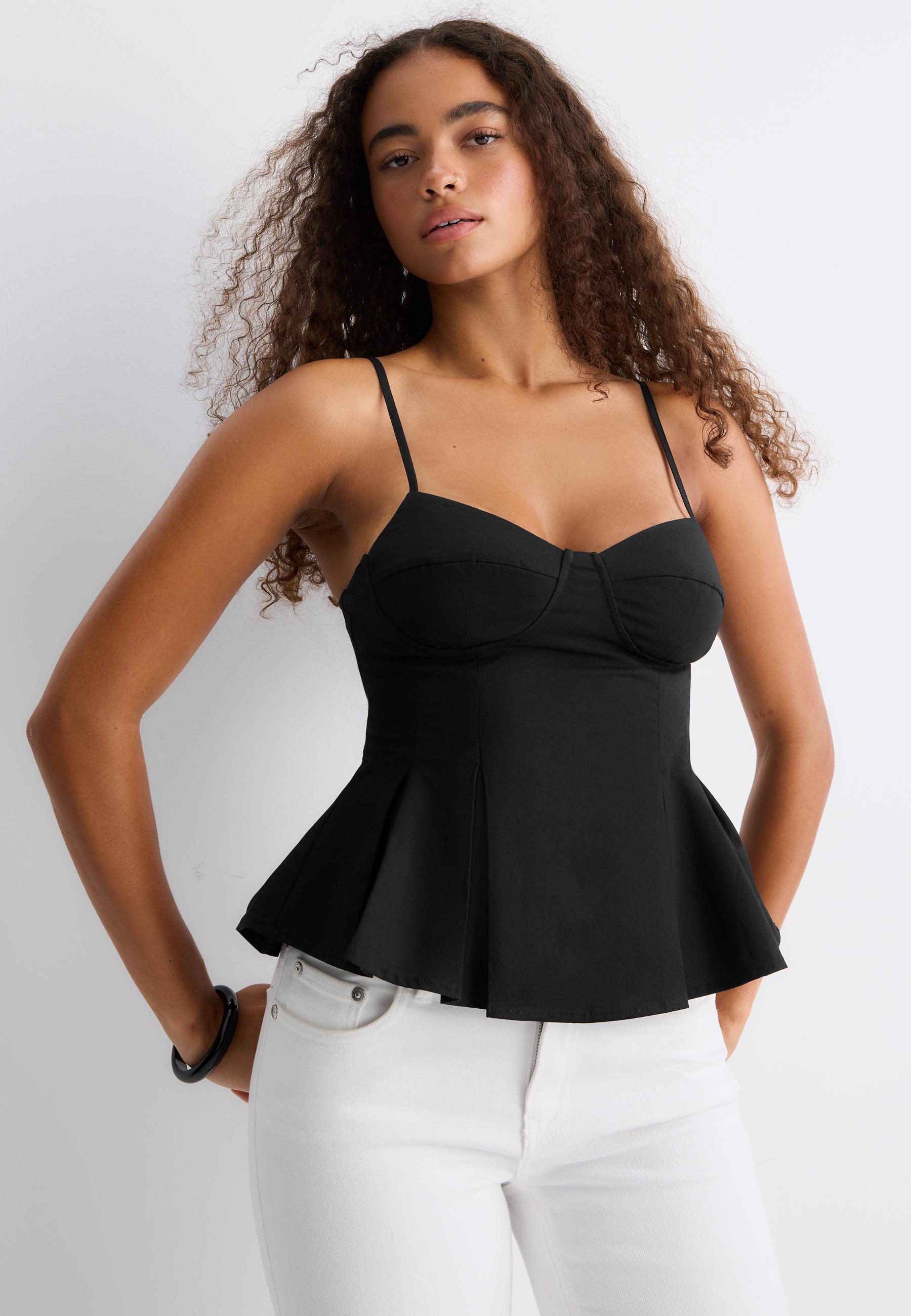 Fitted pleated top — Black