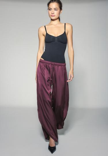 Satin trousers with split — Purple 2
