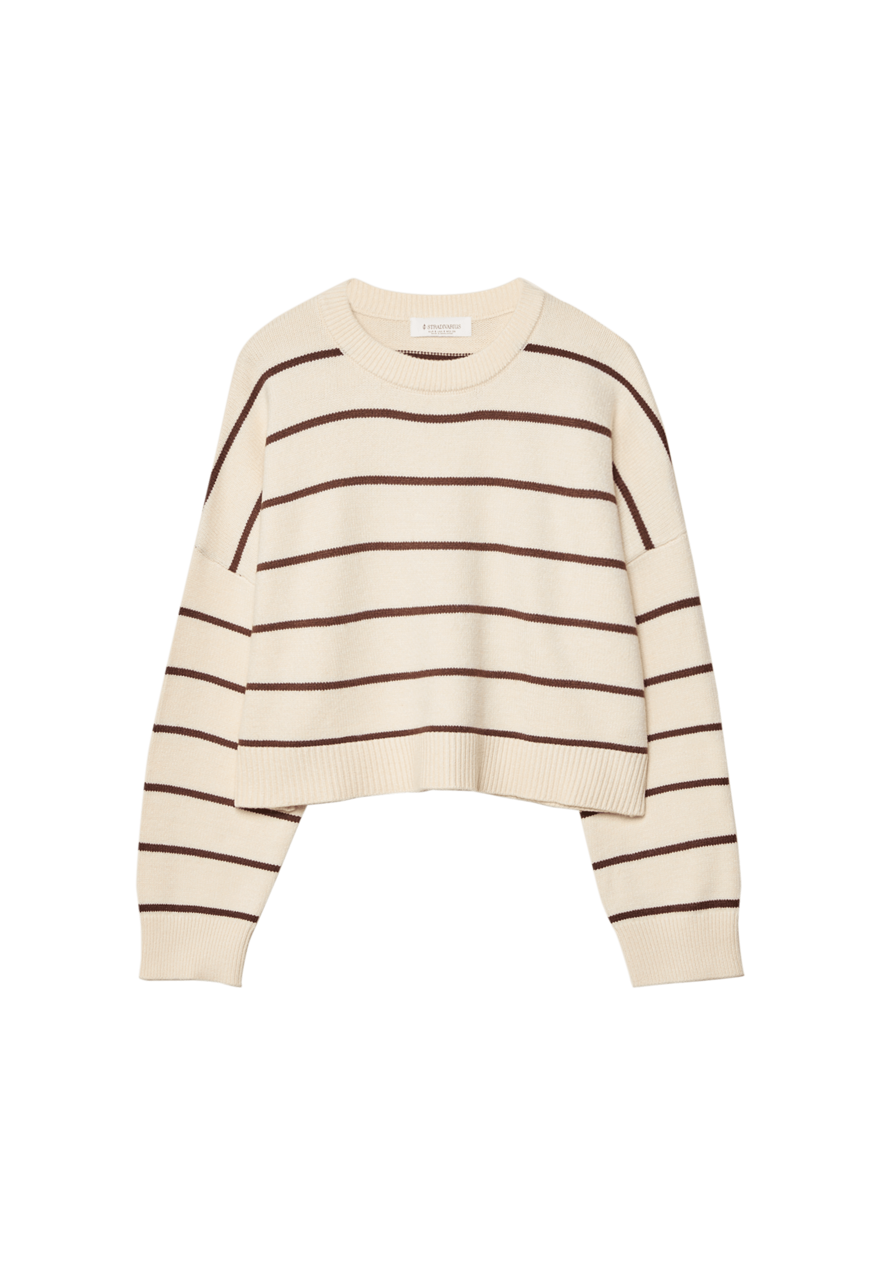 Cropped striped knit jumper — Vanilla