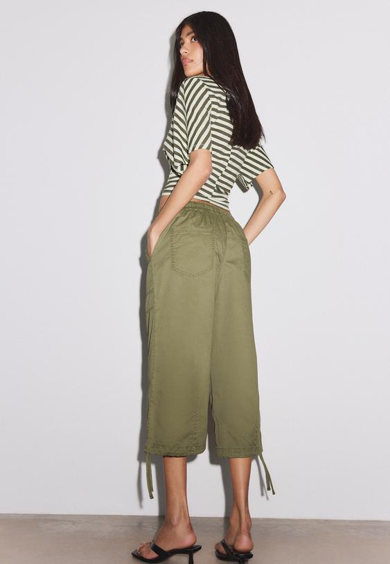 Stradivarius Bermude Poplin Relaxed Fit Kaki 38