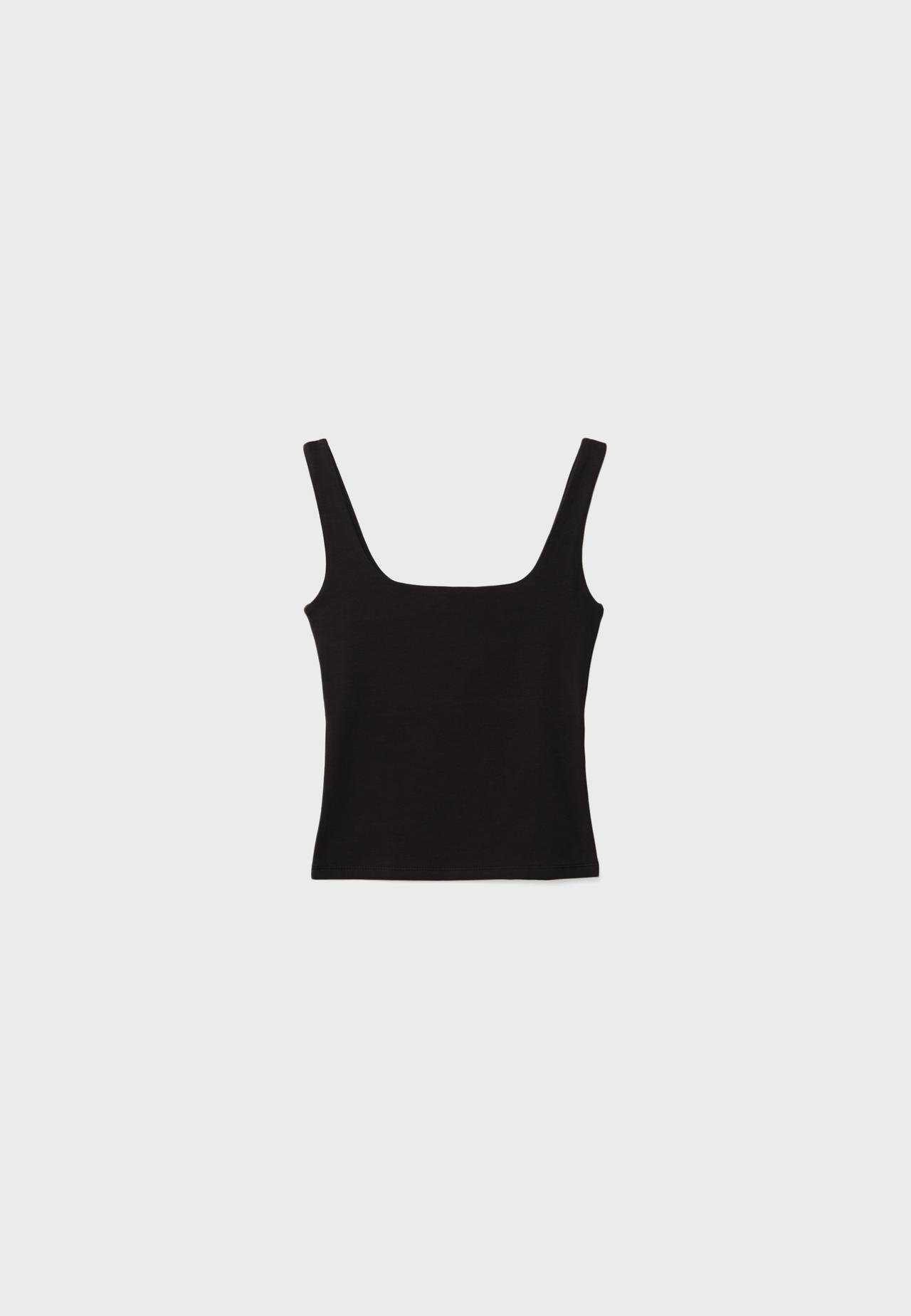 Wide strap vest top — Black