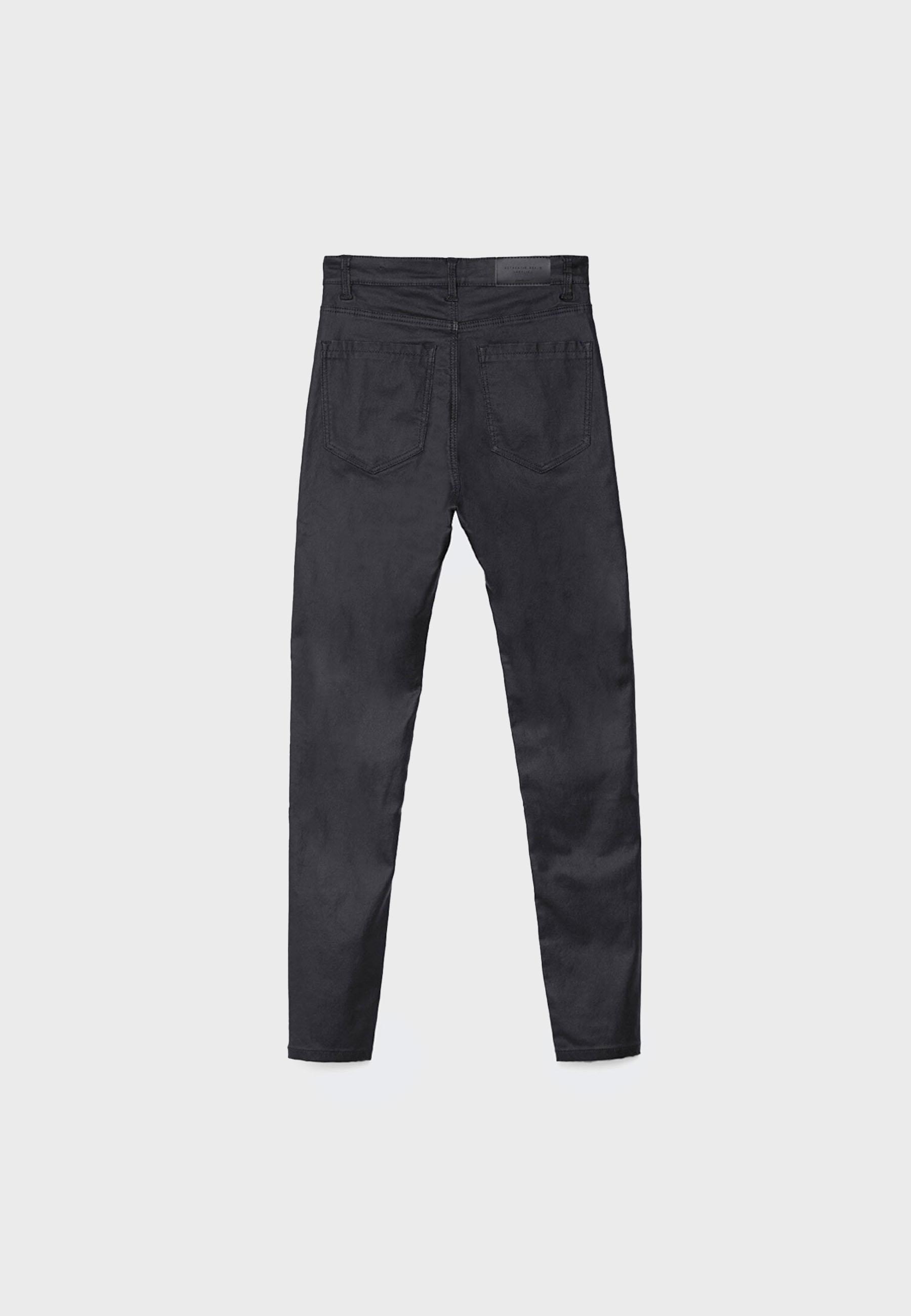 Super high waist coated trousers — Black