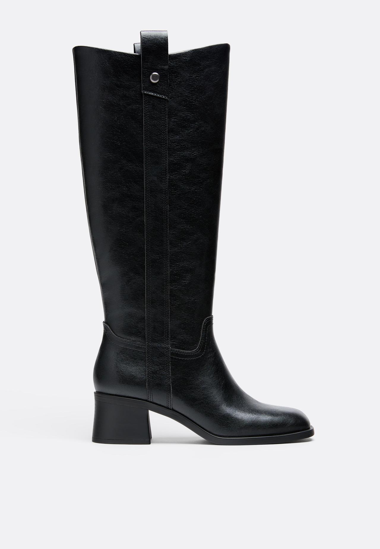 Equestrian heel boots — BLACK 