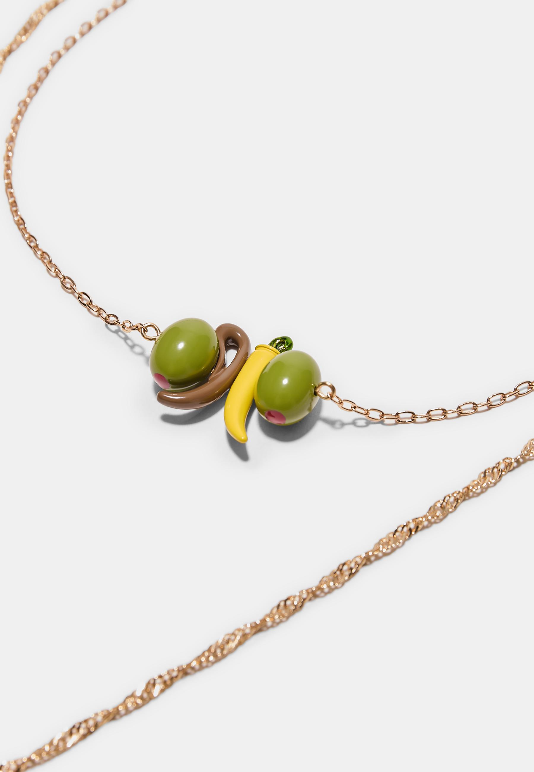 SET OF 2 OLIVE NECKLACES — Gold