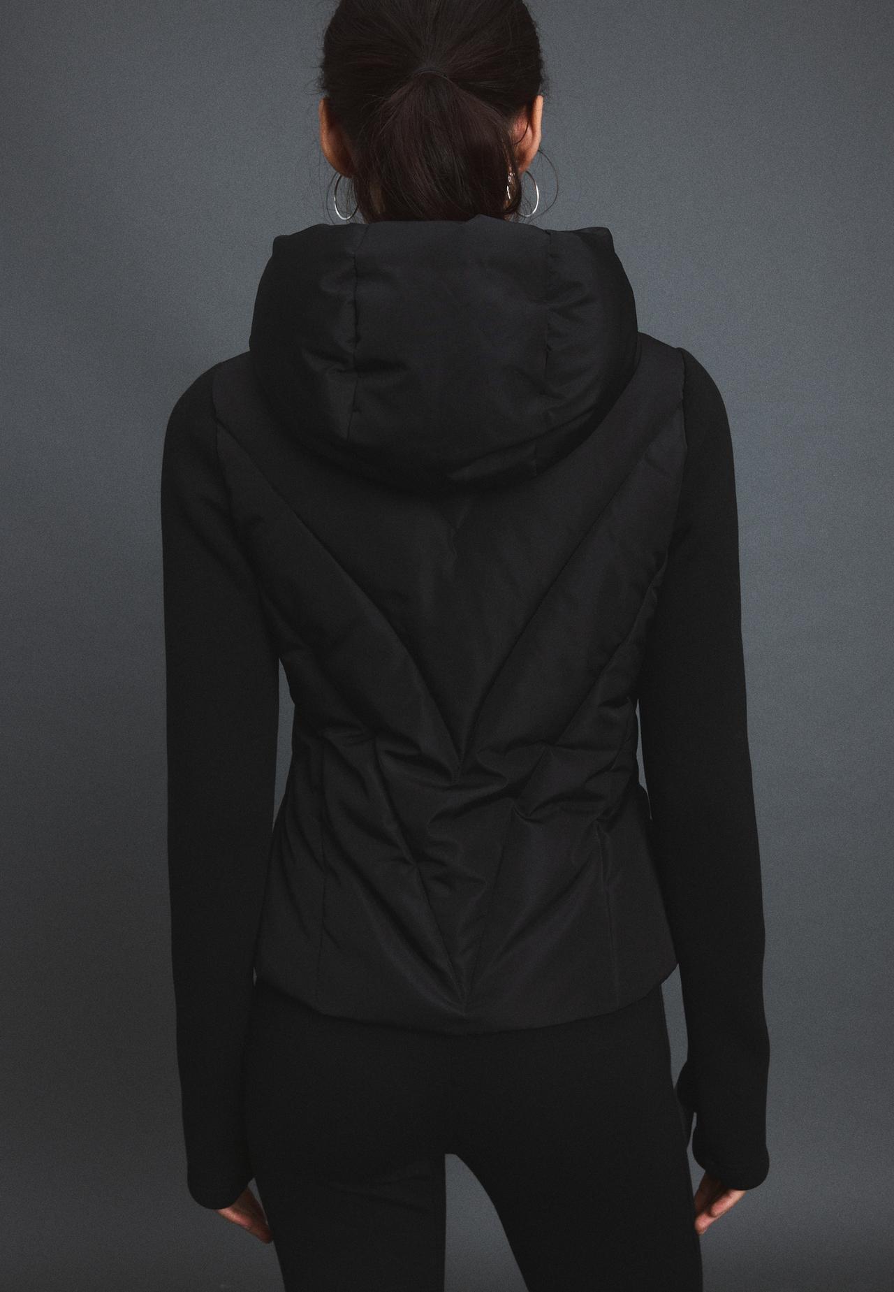 Neoprene sleeve quilted jacket — Black