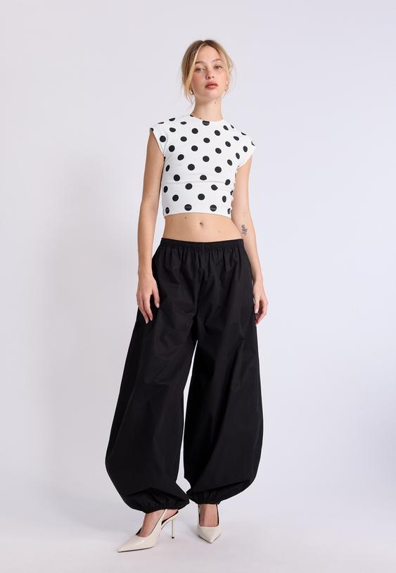 Stradivarius T-Shirt Court À Pois Écru Xs