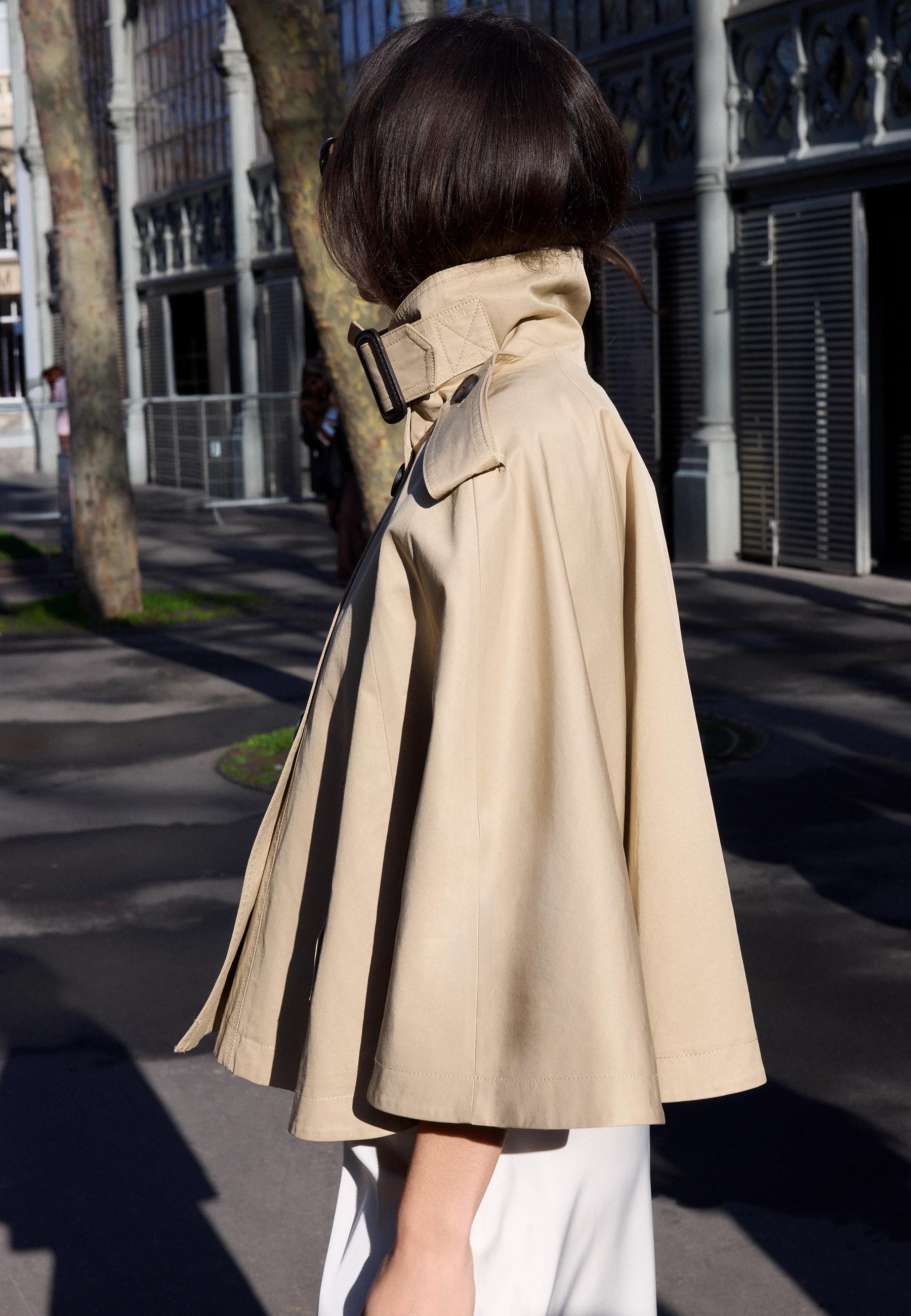 Cape trench coat — Stone