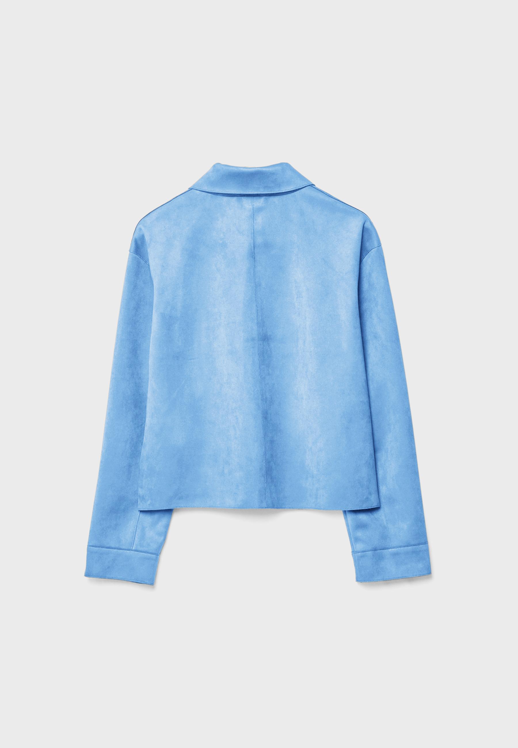 Faux suede jacket with pockets — Sky blue