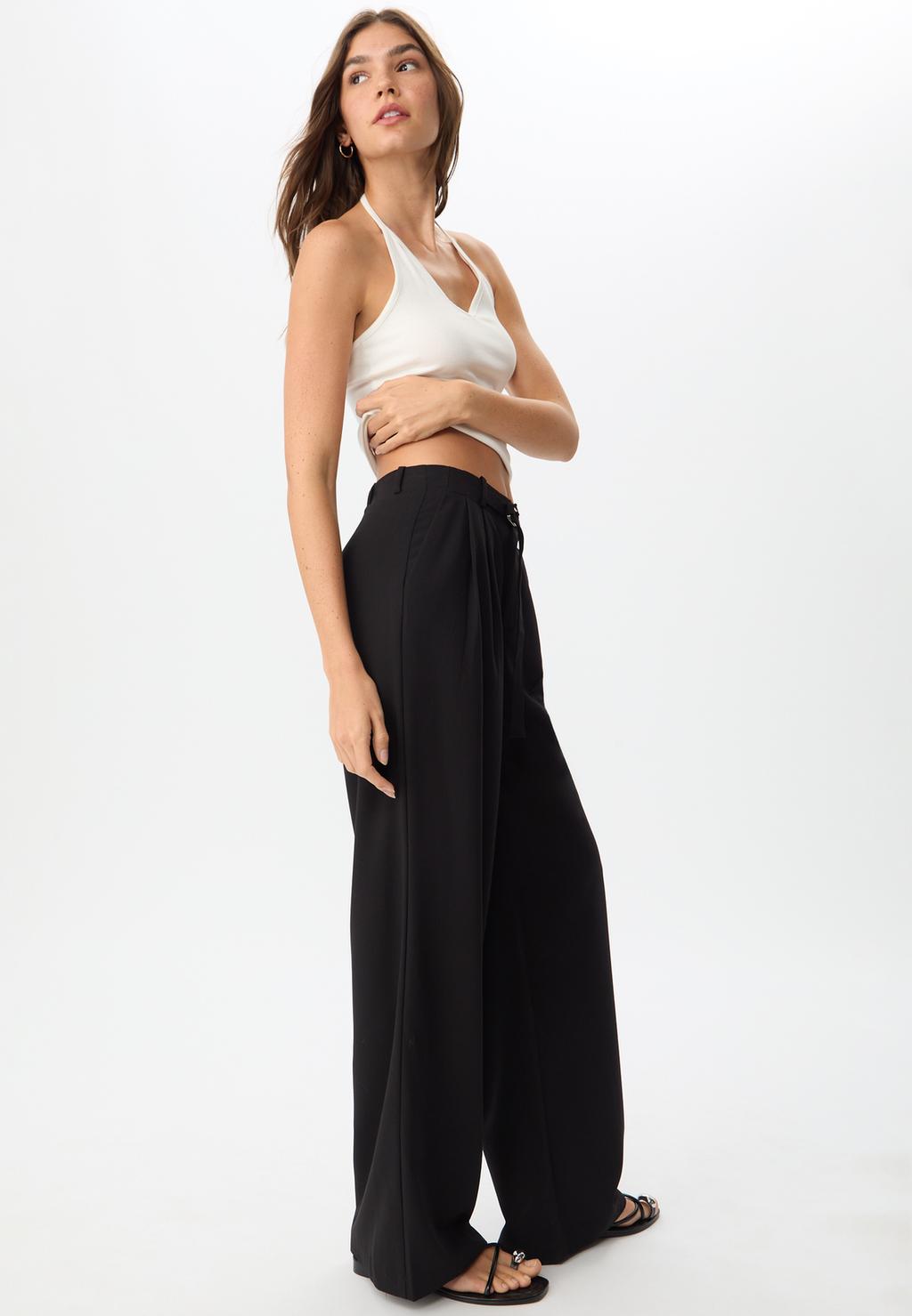 Smart wide-leg trousers with buckle detail