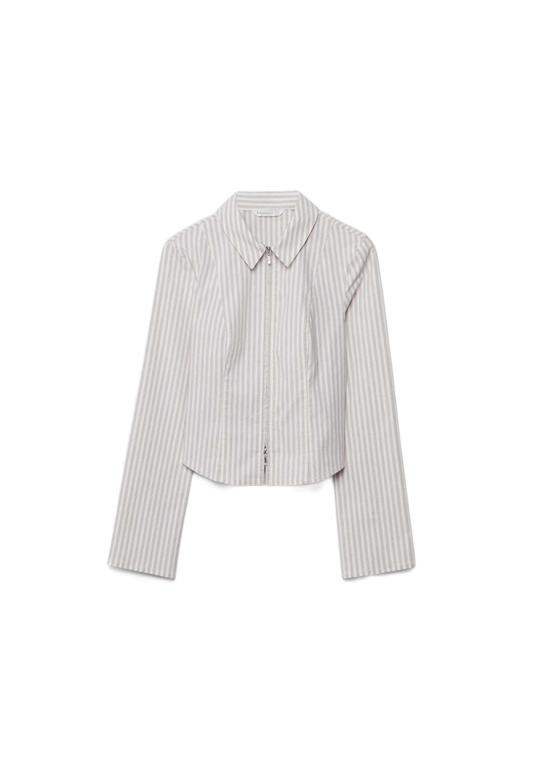 FITTED BENGALINE SHIRT WITH DOUBLE ZIP — Stone
