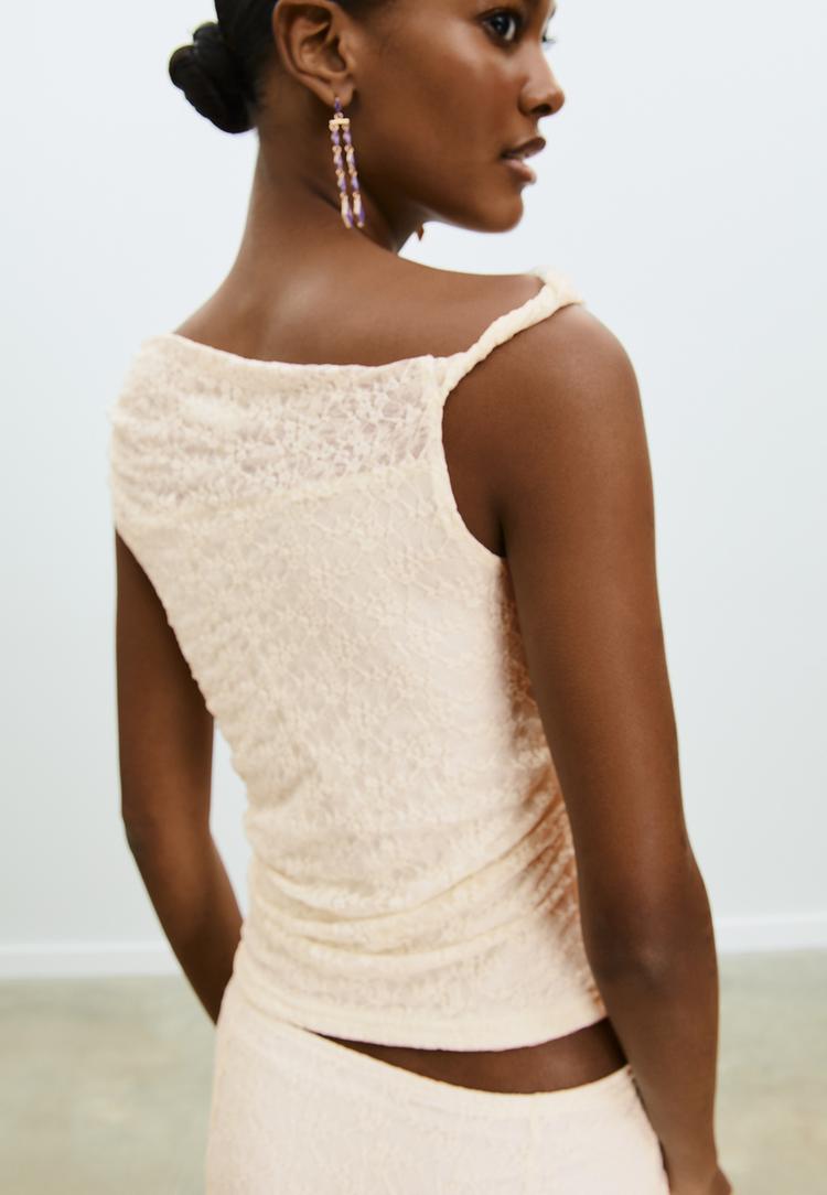 asymmetric lace top
