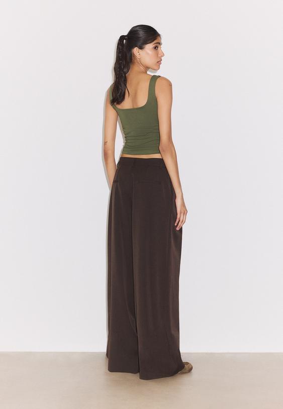 wideleg tailored trousers with darts