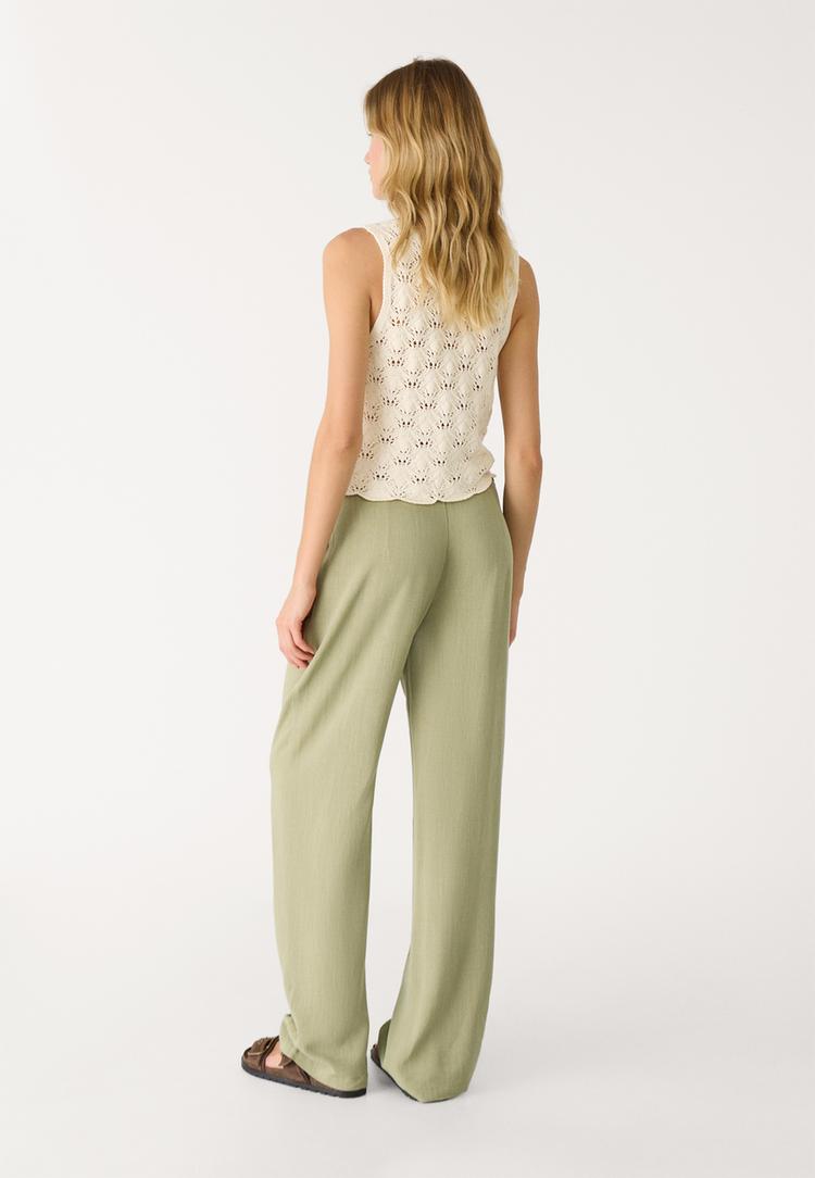 pantalon recto con lino