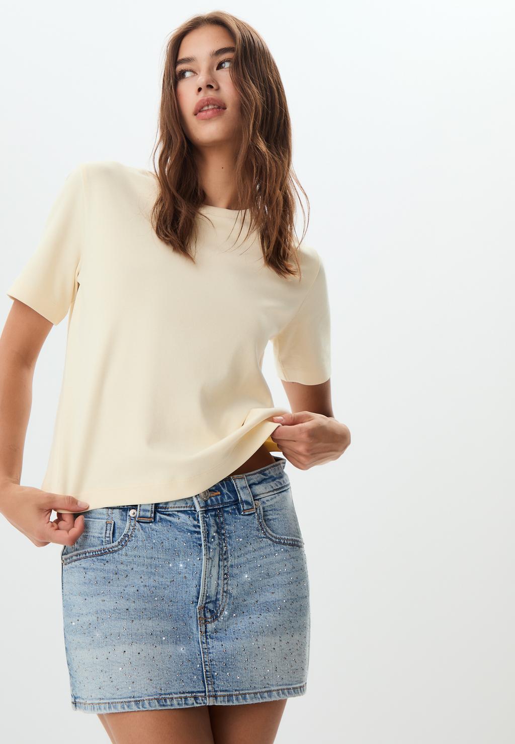 D62 Denim-Culotte mit Glitzer