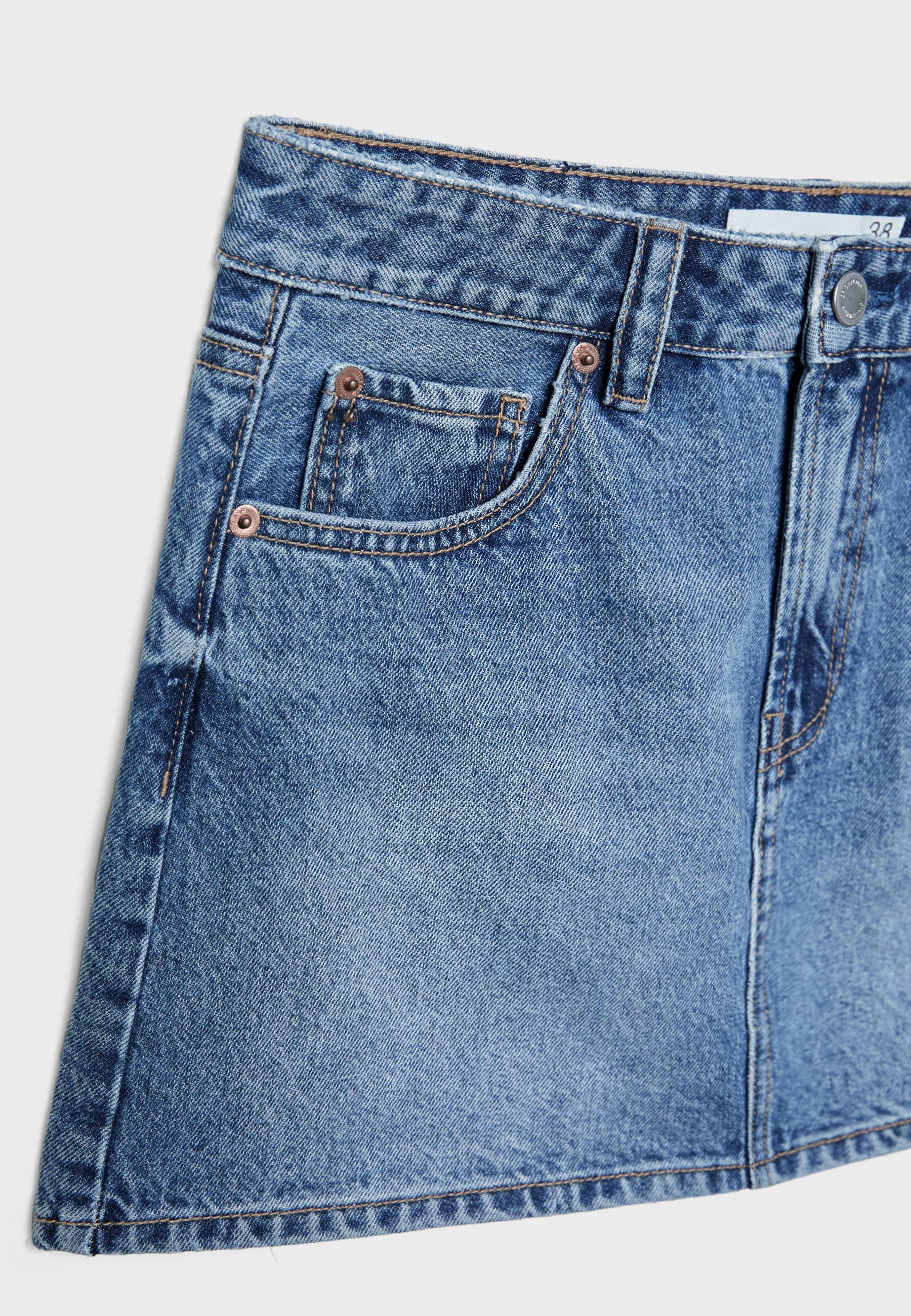 D60 denim mini skirt — MEDIUM LIGHT BLUE DENIM