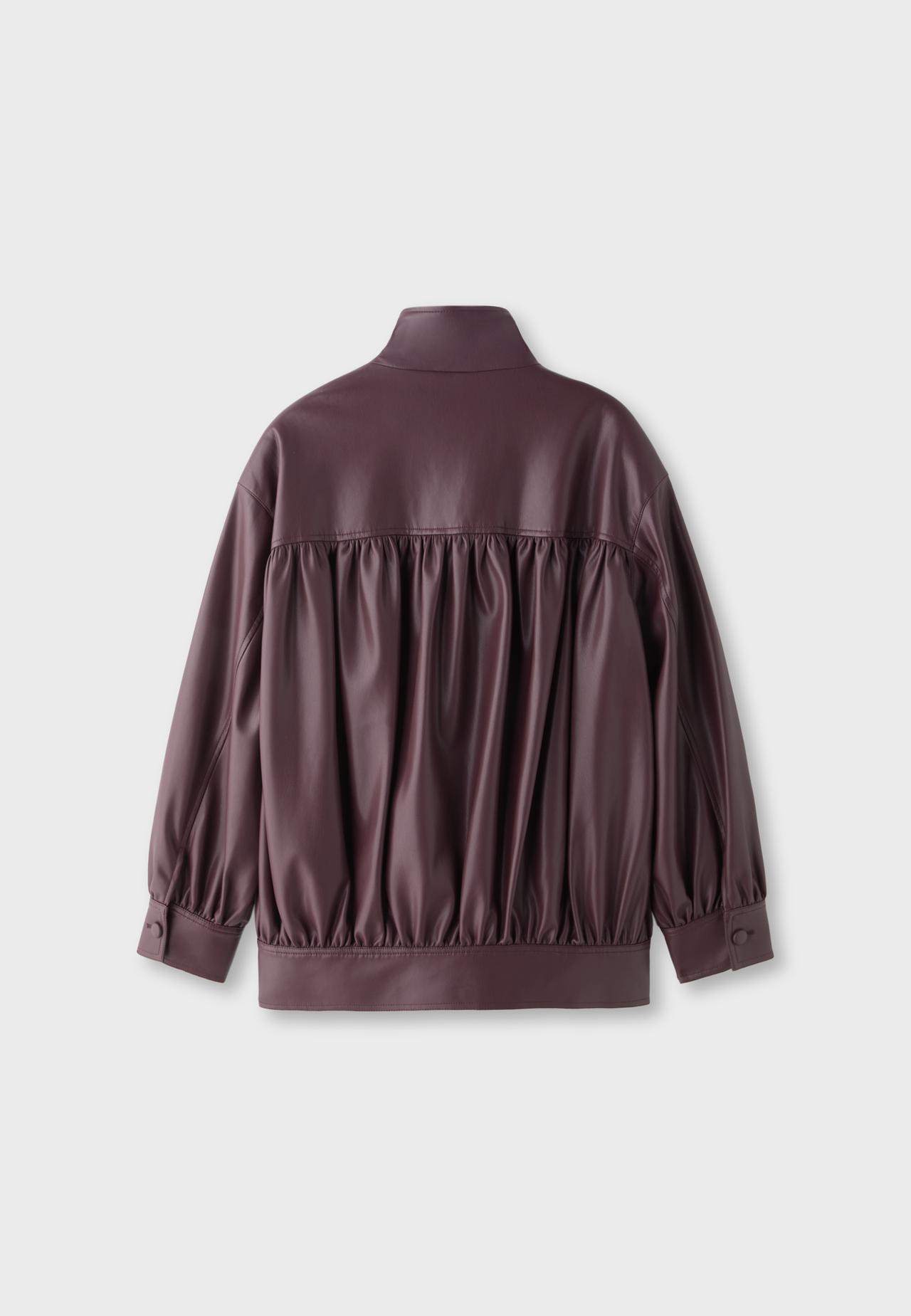 Leather effect gathered jacket — Purple