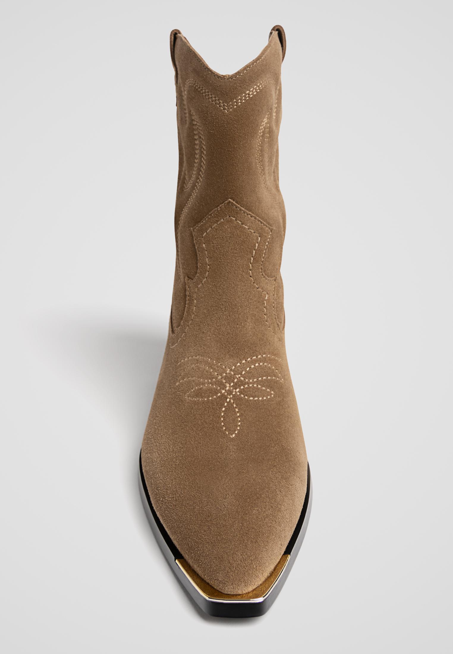 Beige cowboy ankle boots hotsell