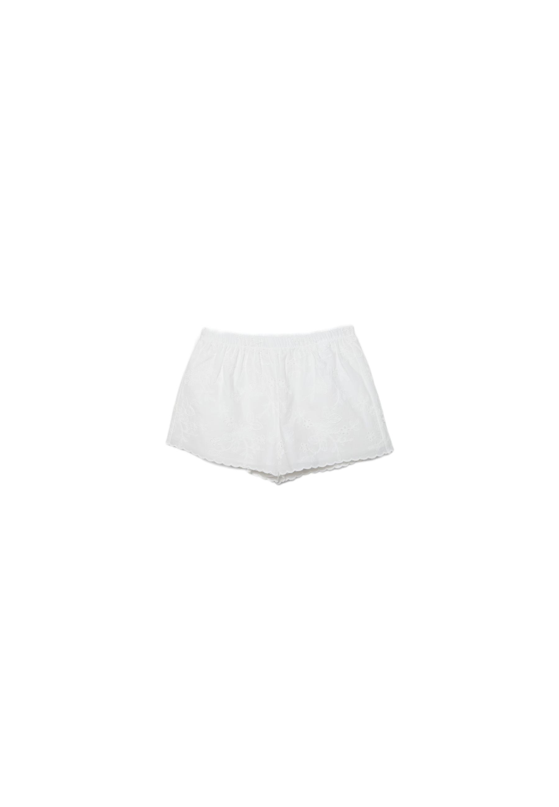 Embroidered shorts — Ecru