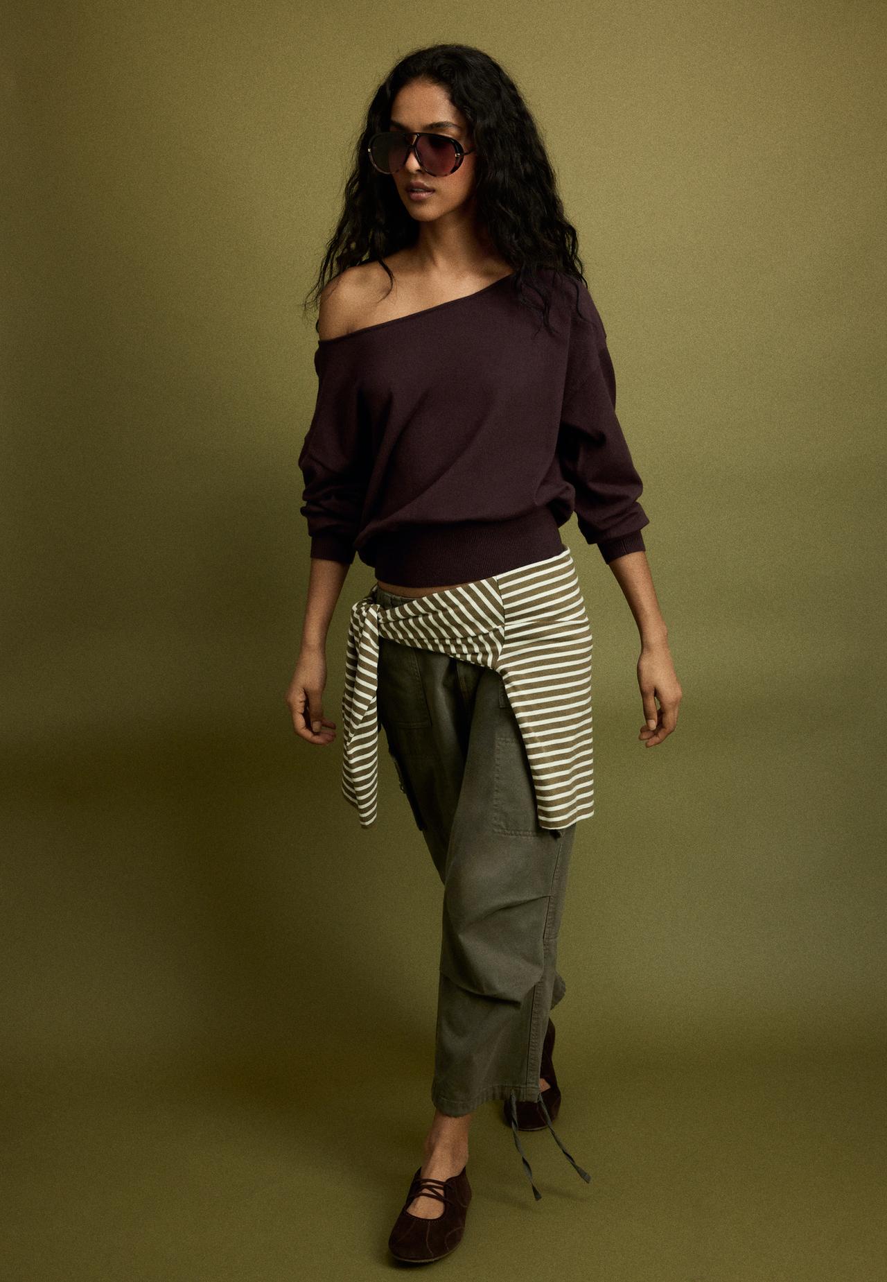 Asymmetric knit jumper — Brown