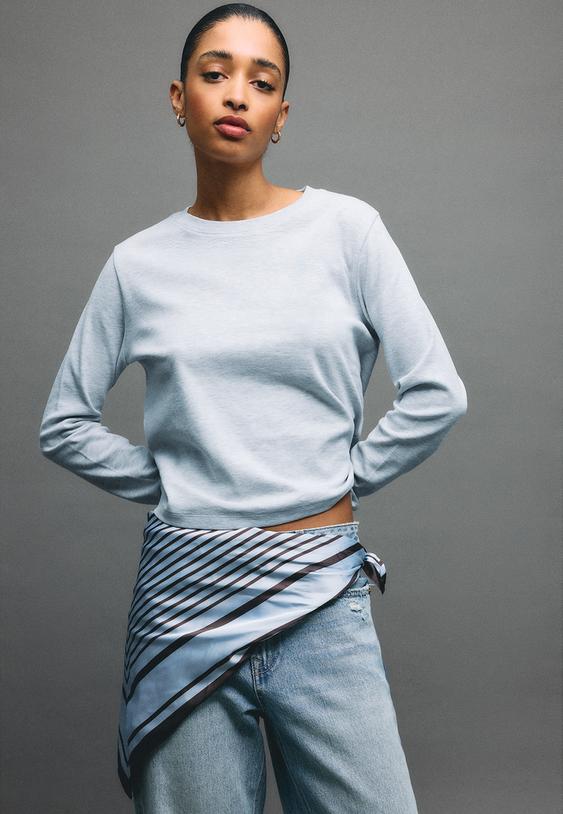 uzun kollu yumusak dokulu normal t shirt