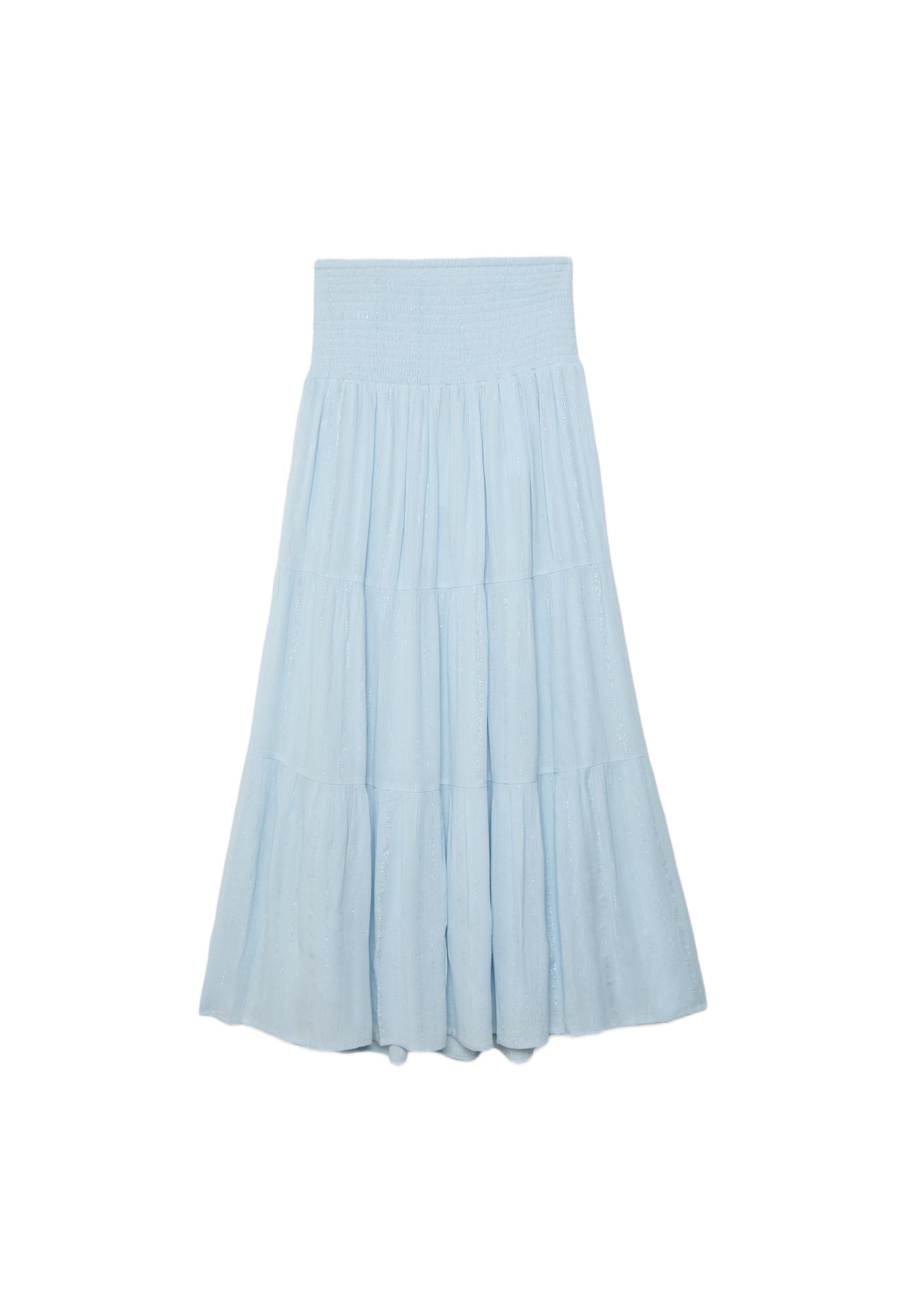 Panelled skirt with metallic thread — Sky blue