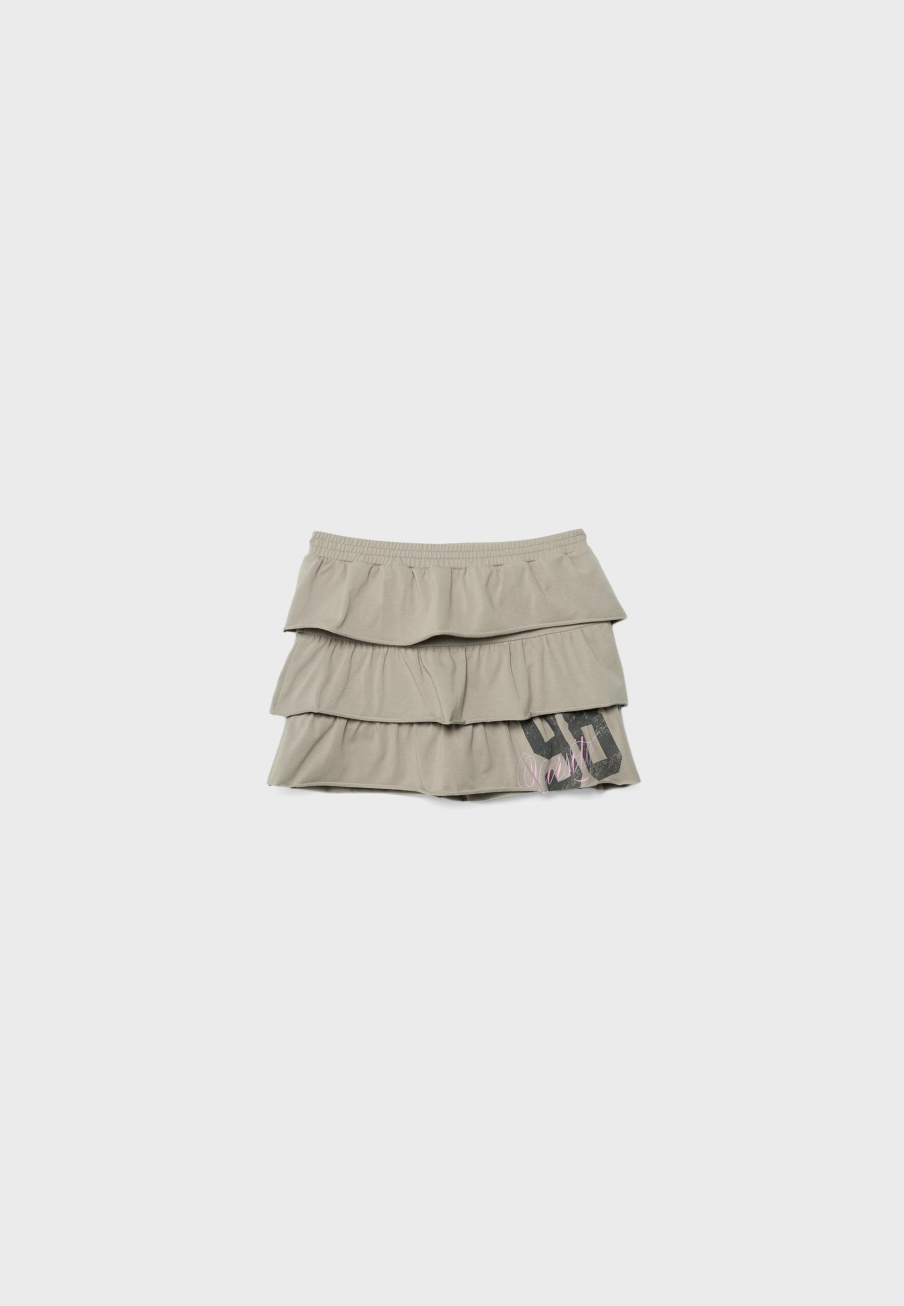 Ruffled positional knit skirt — Beige
