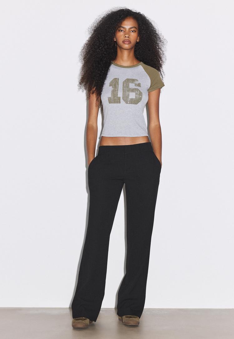 Stradivarius Low-Rise Broek Met Detail Op De Rug Zwart 44