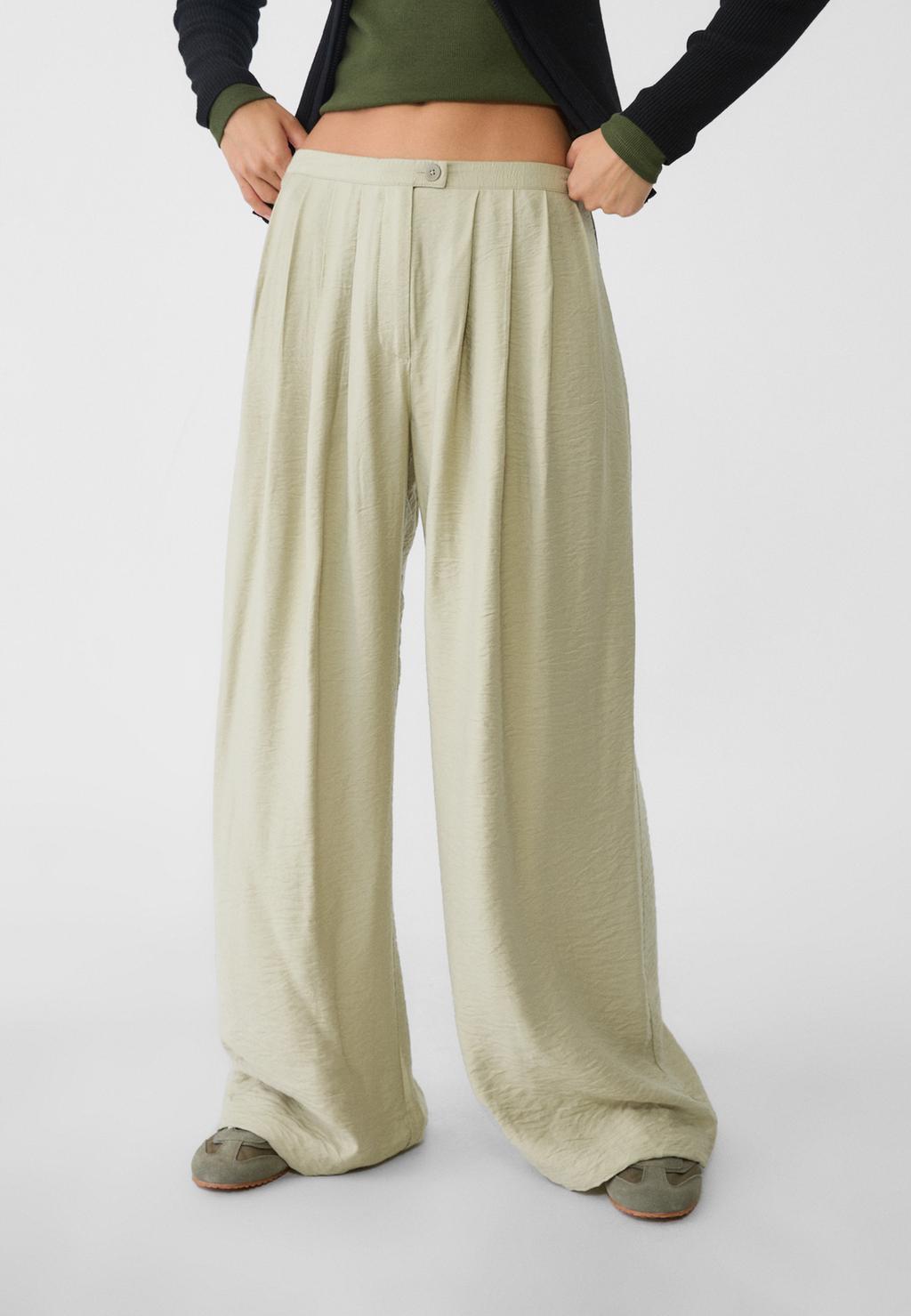 Pantalon fluide palazzo texturé