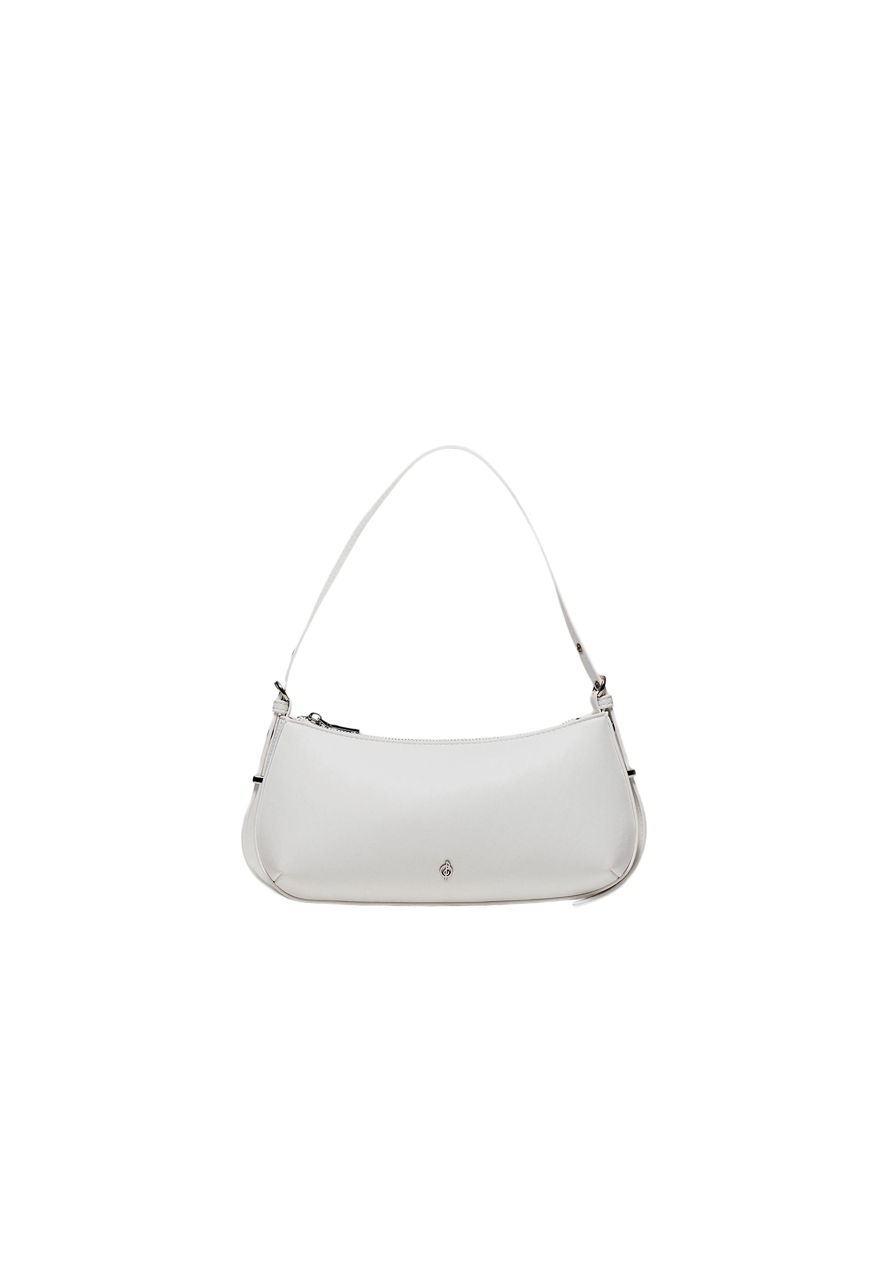 Elongated eyelet shoulder bag — White