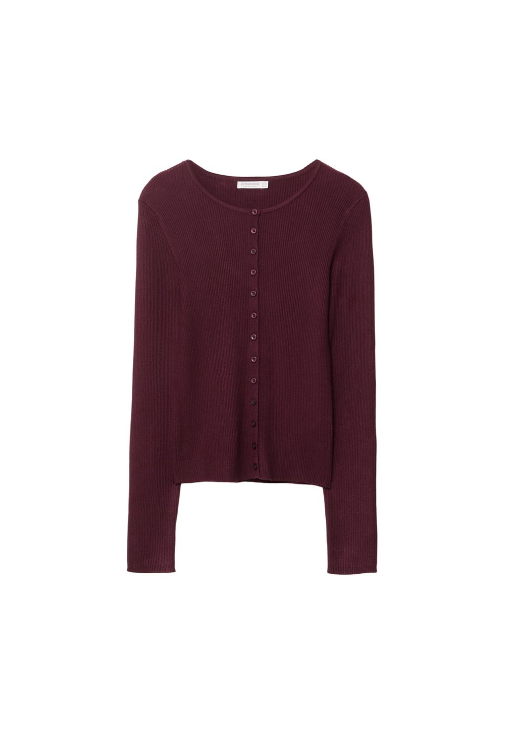 Ribbed knit cardigan with buttons