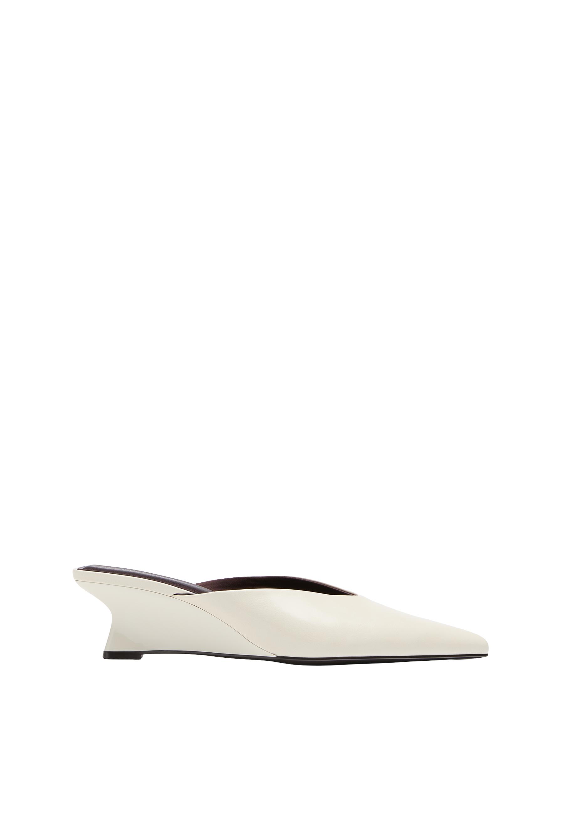 Leather effect wedge mules — ECRU