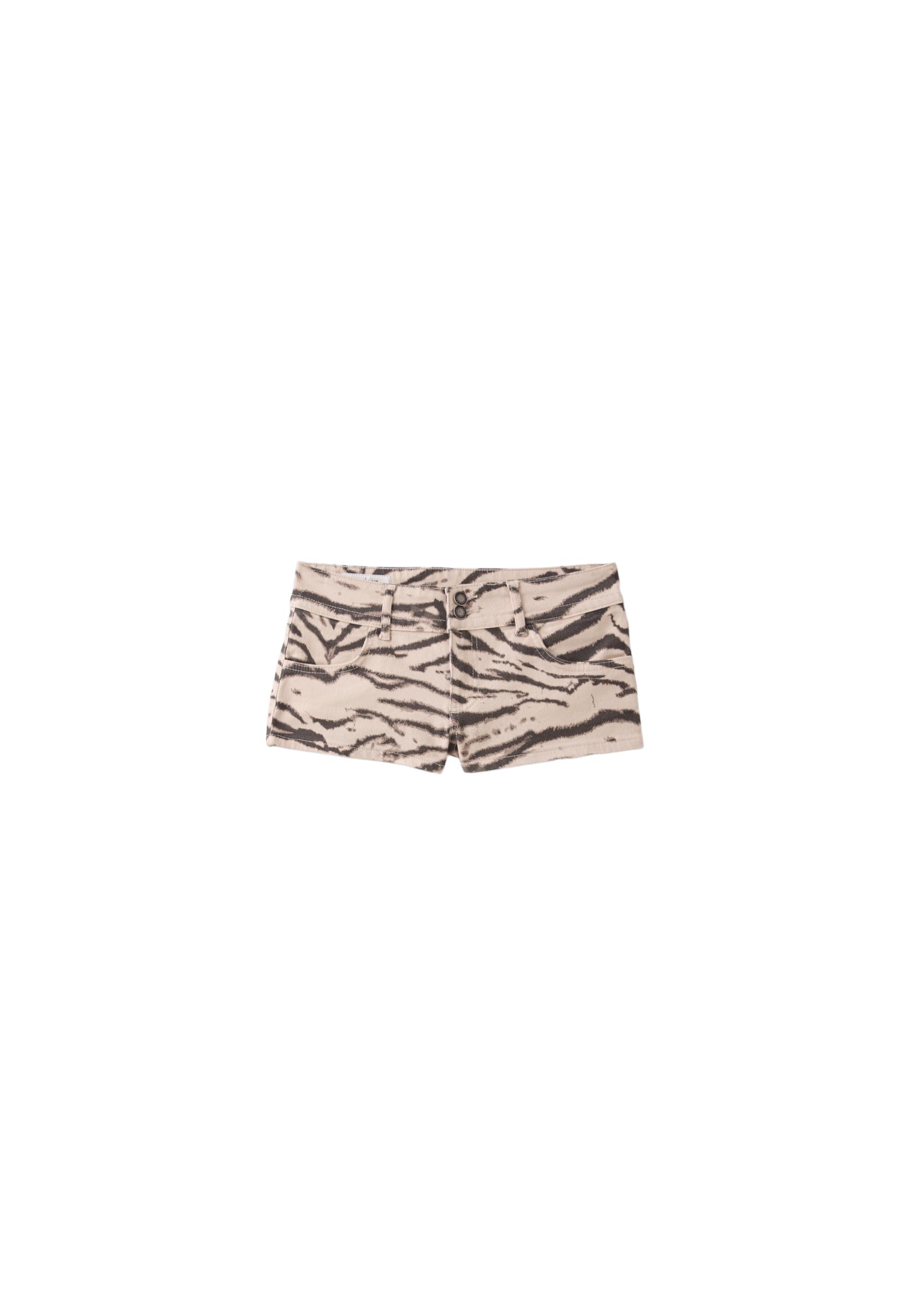Zebra print mini shorts — Stone