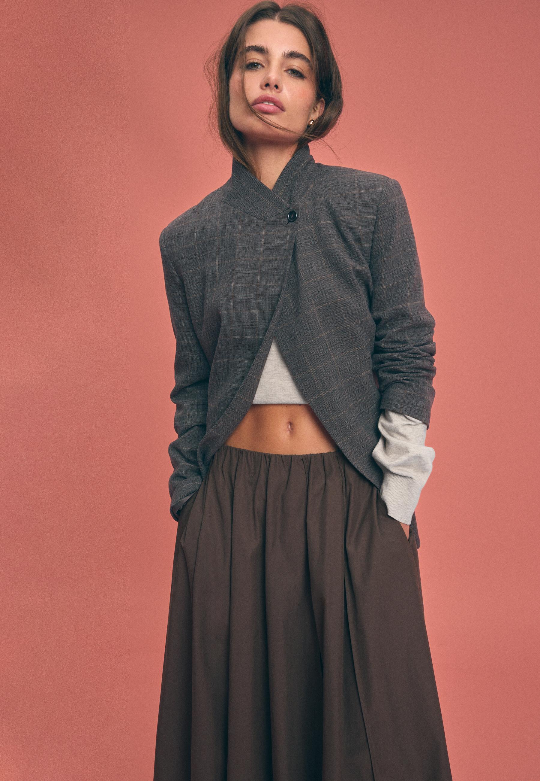 Poplin seam skirt — Brown