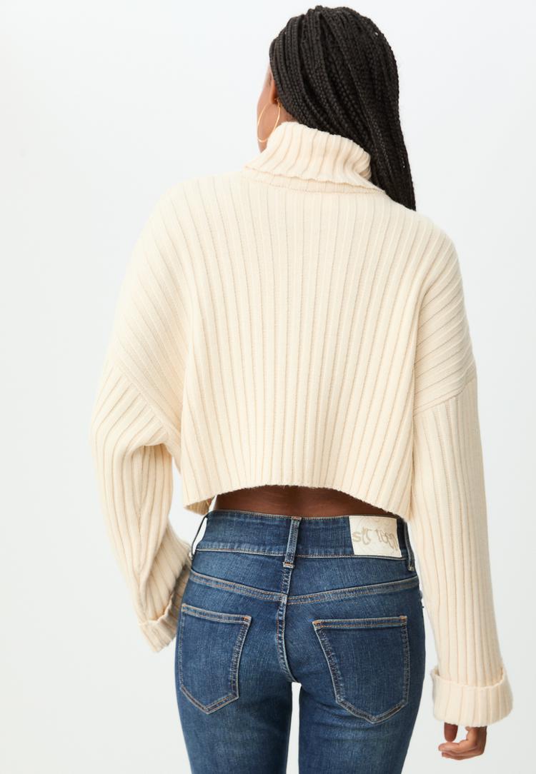knit jumper with raised neck