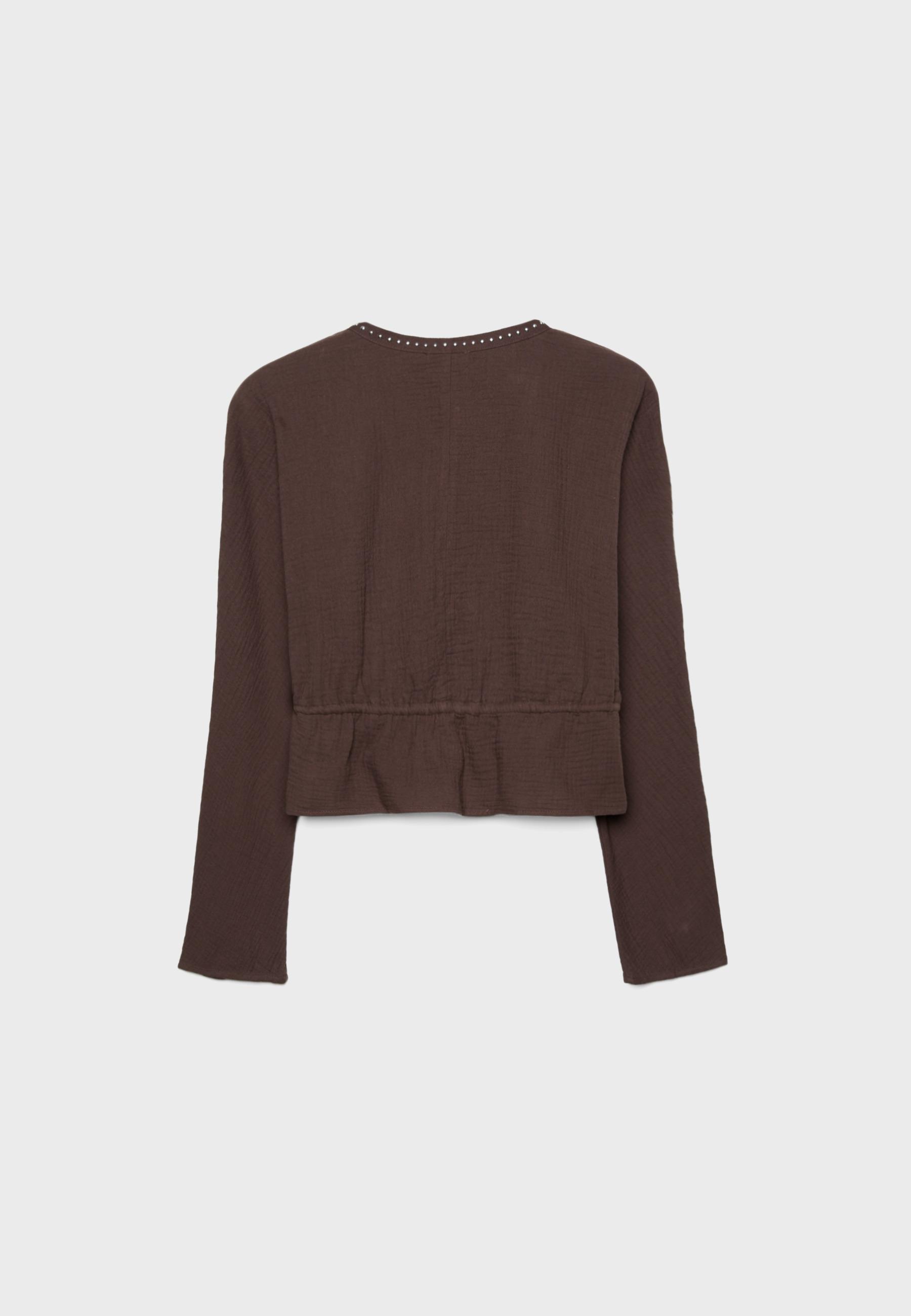 Open studded shirt — Brown