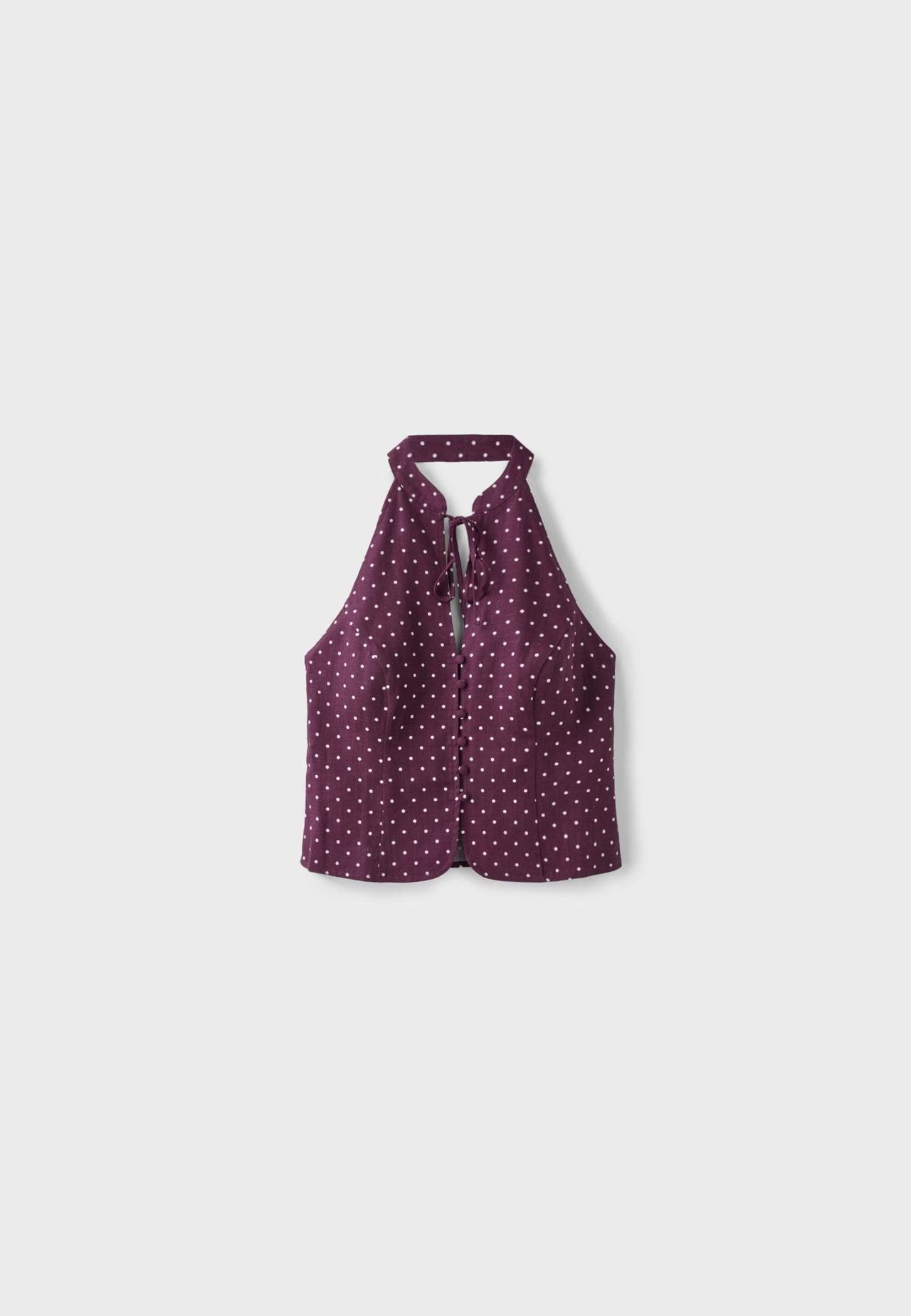 Fitted polka dot top — Purple