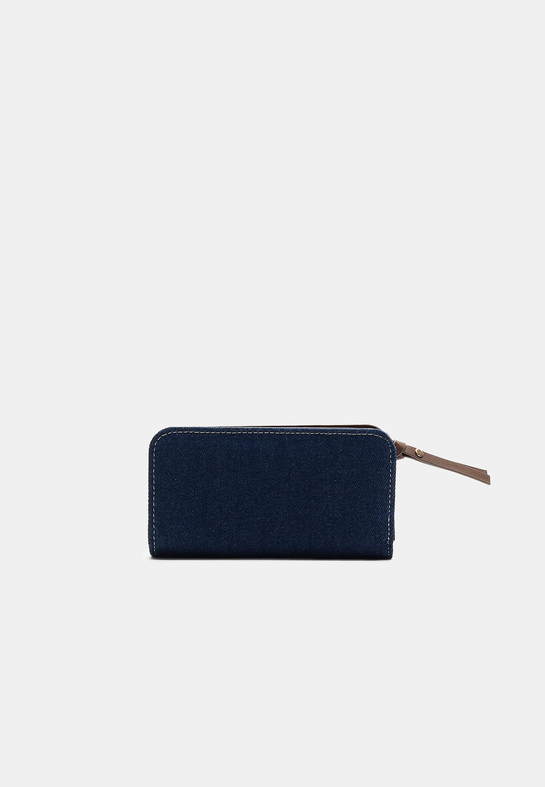 Denim wallet with zip — MEDIUM BLUE DENIM
