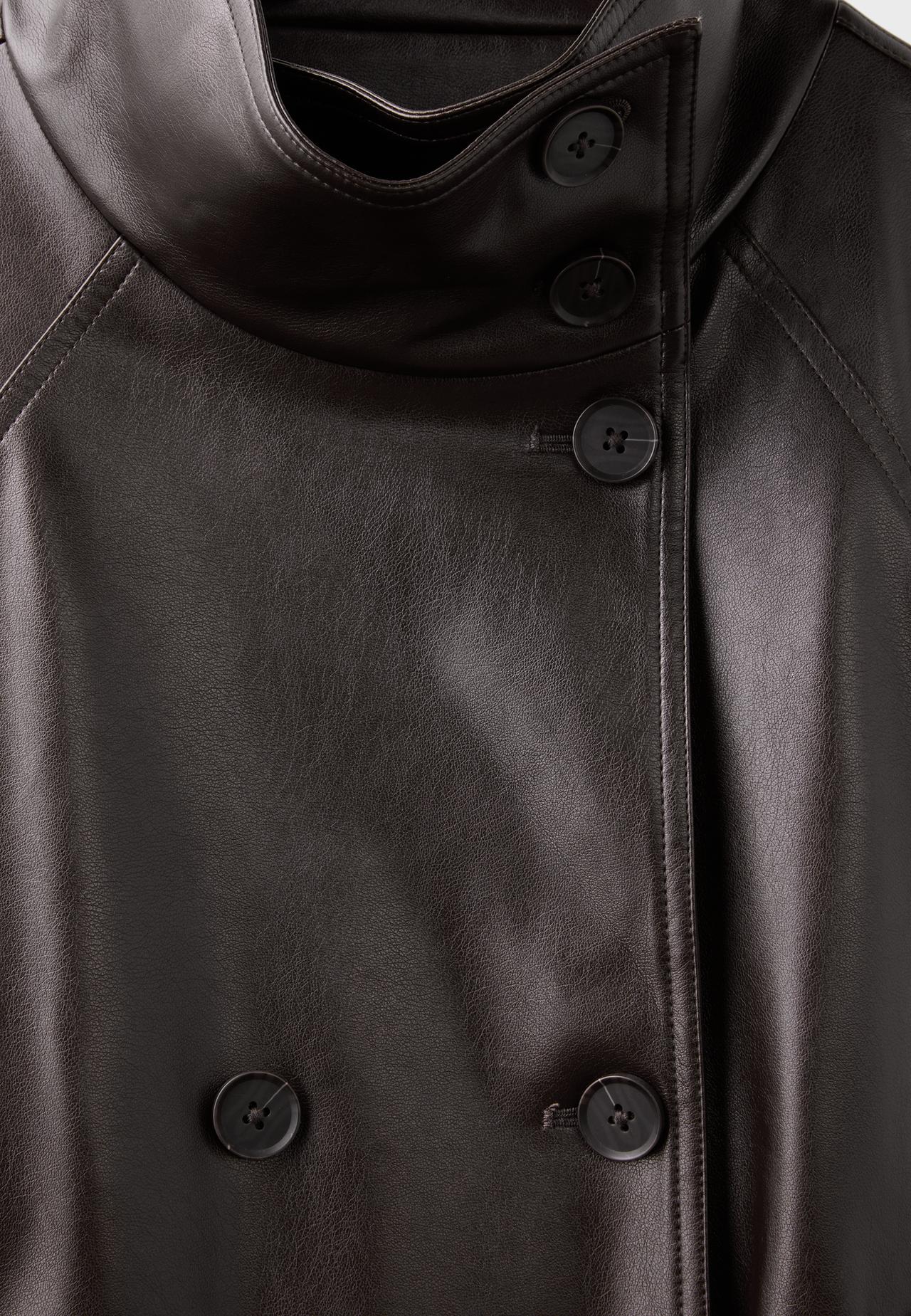 Short leather effect trench coat — Dark grey