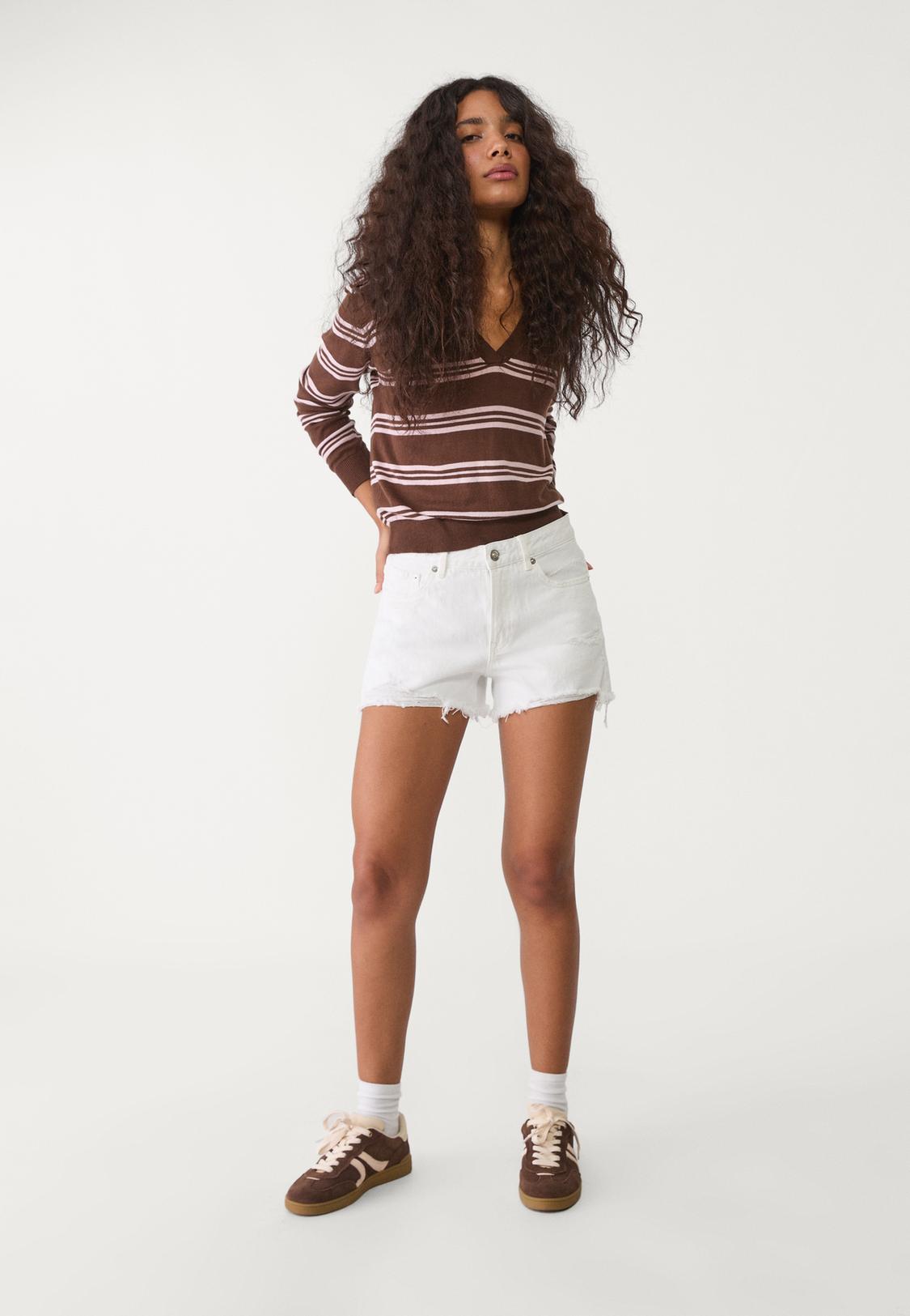 Glami Pantalones Cortos Blancos Stradivarius Stradivarius Jeans