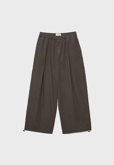 Poplin barrel trousers with stoppers — Brown 6