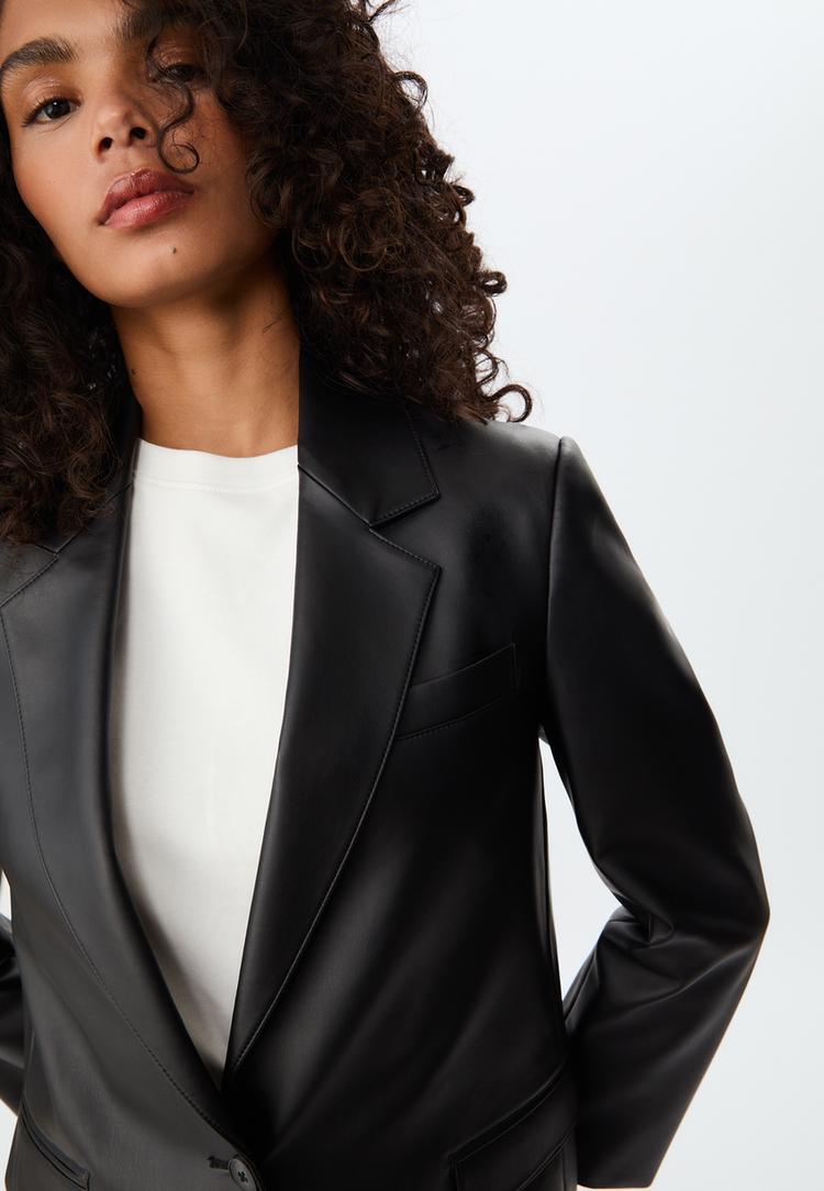 blazer regular fit finta pelle